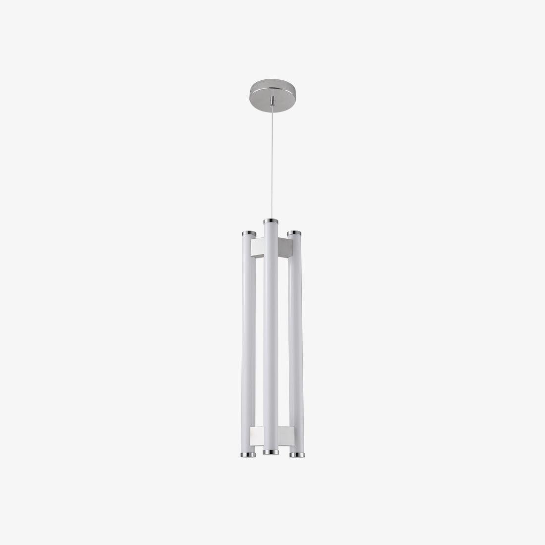 Lia Pendant Light Dia 7.1″ x H 19.7″ / Dia 18cm x H 50cm / Chrome and White / Warm Light Pendant light