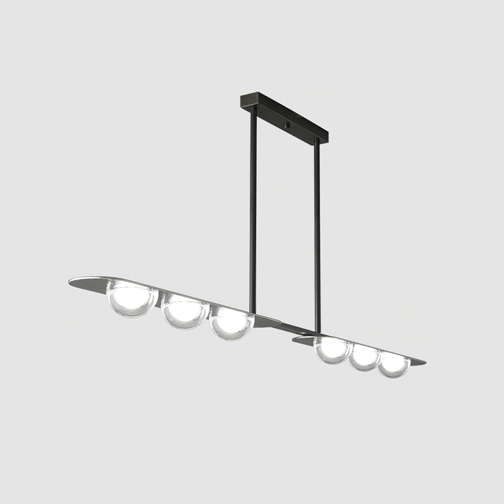 Linear Elegance Pendant Lamp 6 Heads L 63″ x W 5.9″ x H 3.9″ / Black / Warm Light Chandelier