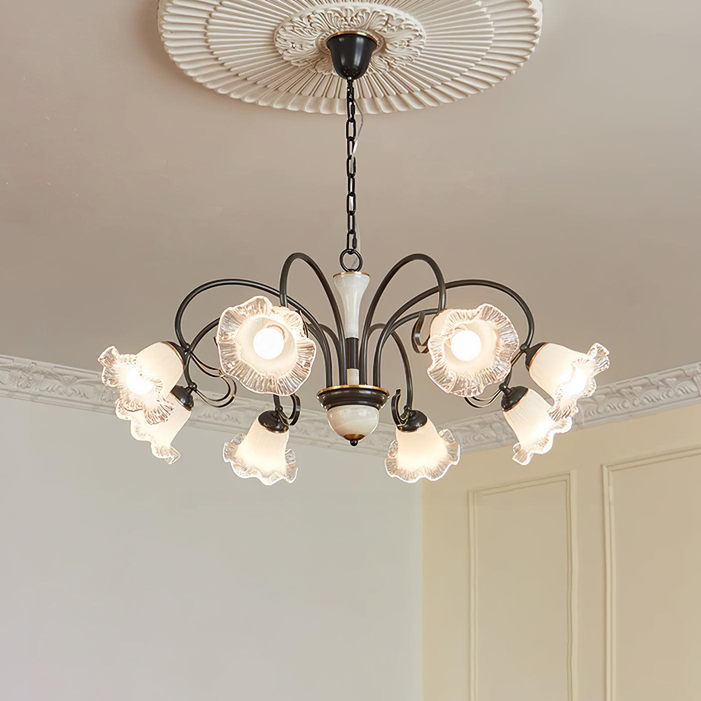 Luce Black Chandelier 8 Heads ? 39.3″ x H 16.5″ / Dia 100cm x H 42cm / Black & White Chandelier