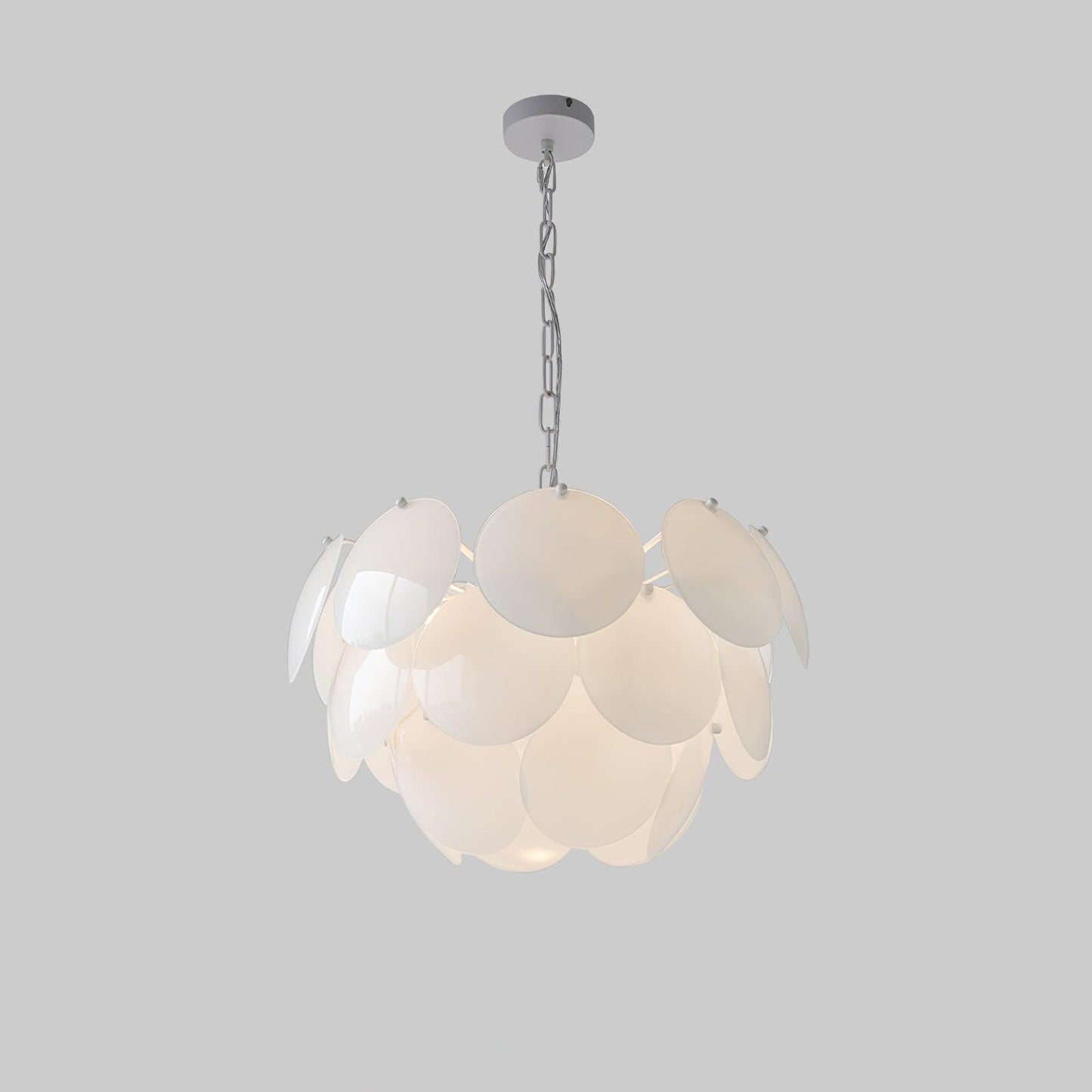 Luminous Petal Glass Chandelier ? 21.7″ x H 15.7″ / Dia 55cm x H 40cm / White Chandelier