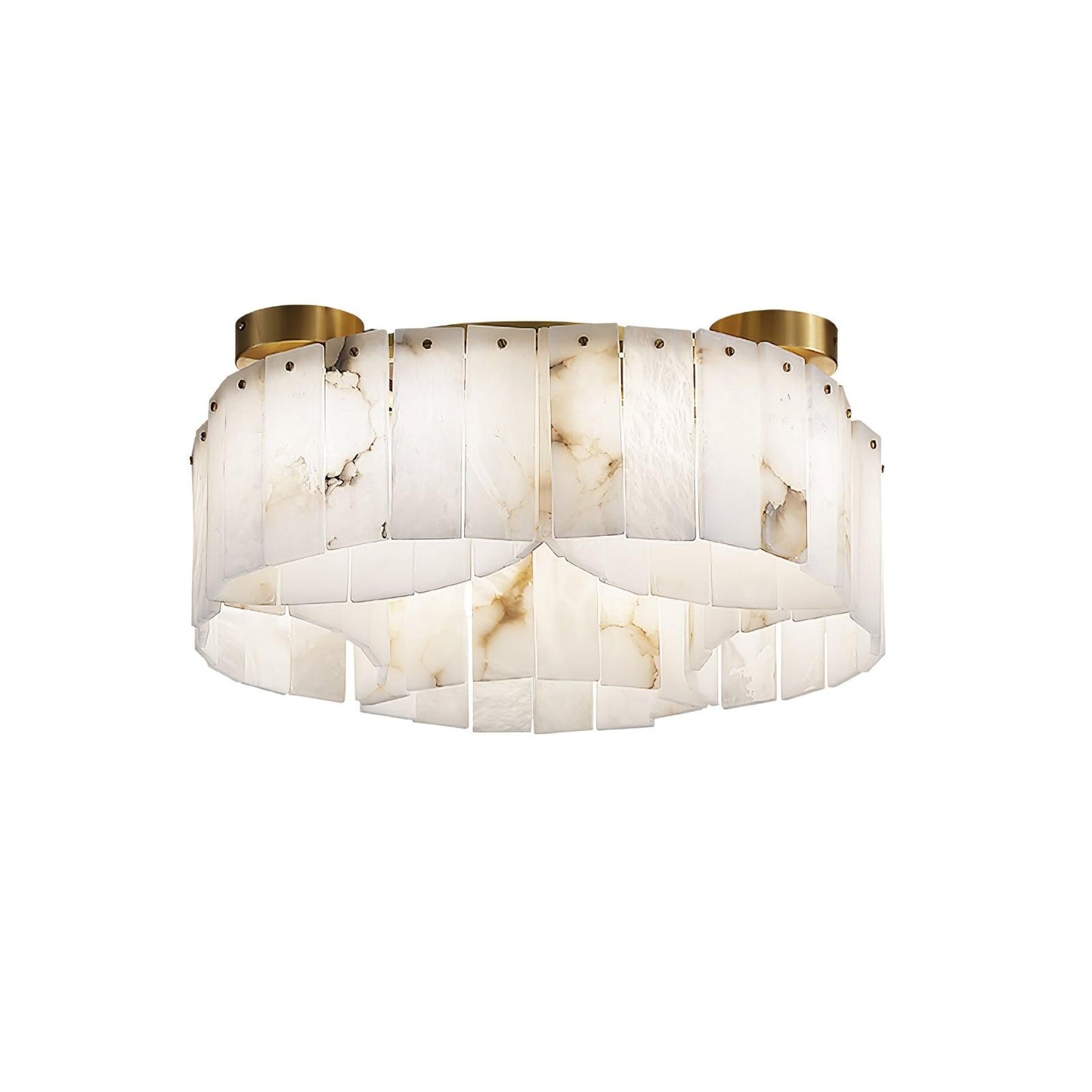 Luxe Alabaster Brass Ceiling Lamp ? 33.5″ x H 8.9″ / Dia 85cm x H 22.5cm (G9 Bulbs*16) / Brass & White Ceiling lamp