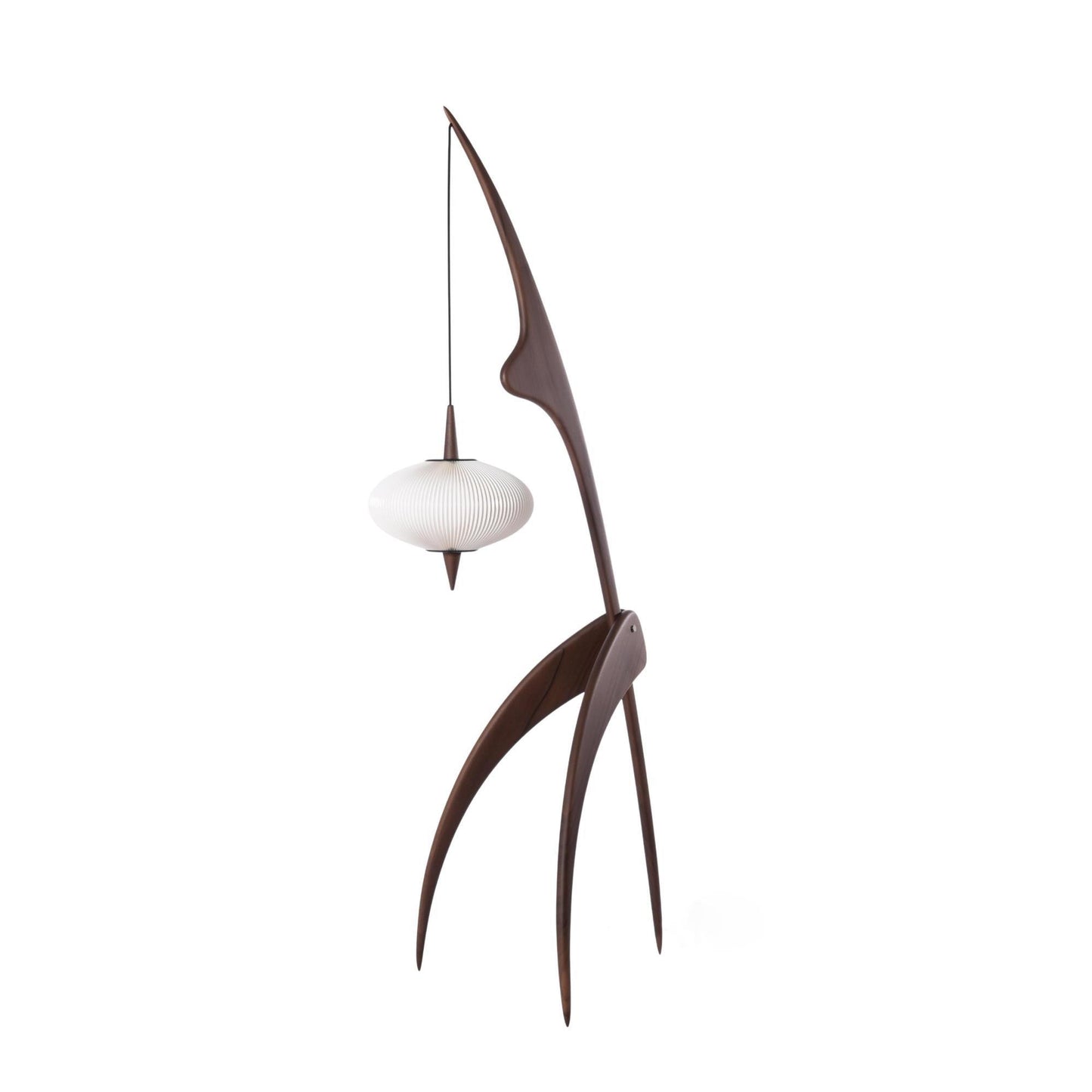 Mantis Wood Floor Lamp Dia 18.1″ x H 63″ / Dia 46cm x H 160cm / Walnut Colour & White / US Plug Floor lamp