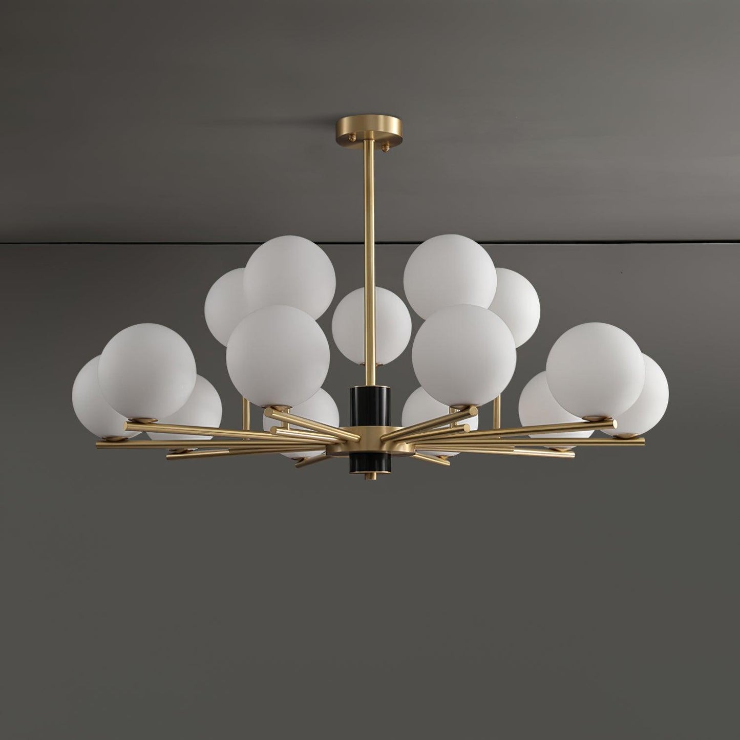 Marais Chandelier 15 Heads ? 39.3″ x H 24″/ Dia 100cm x H 61cm / Black & Gold & White Chandelier