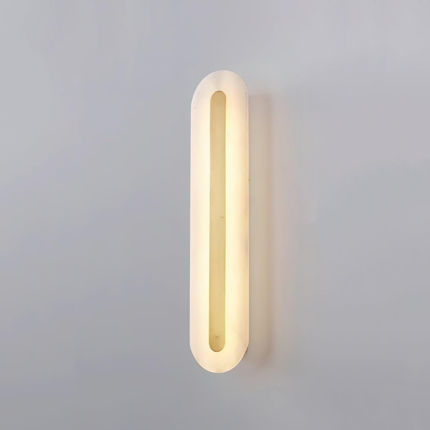 Alabaster Rounded Wall Light ? 5.5″ x H 23.6″ / Dia 14cm x H 60cm / White&Brass / Warm Light Wall lamp