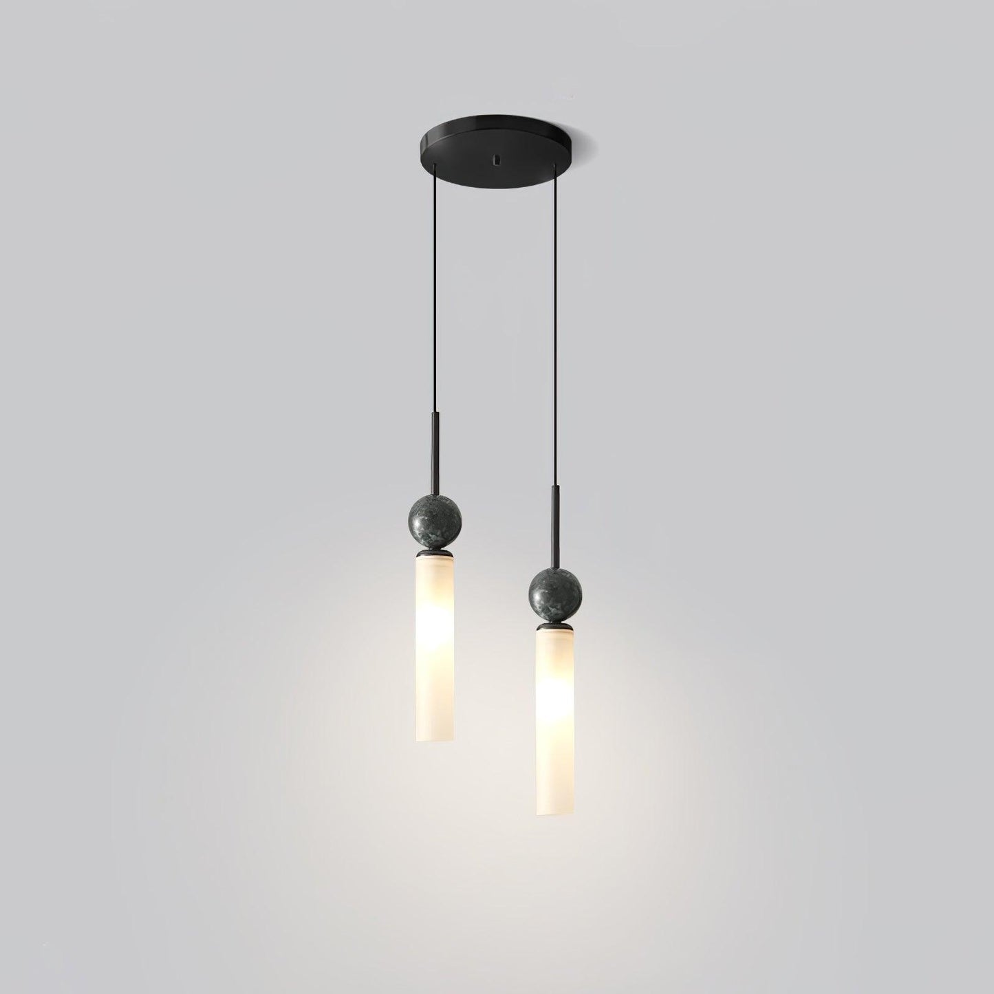 Marble Vertical Pendant Lamp 2 Heads ? 5.9″ x H 59.1″ / Dia 15cm x H 150cm / Black & White Pendant light