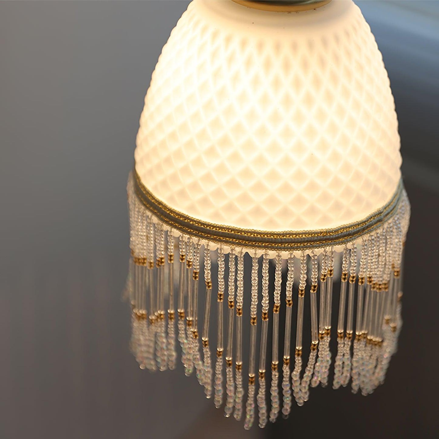 Mesh Tassel Glass Pendant Light Dia 5.9″ x H 8.3″ / Dia 15cm x H 21cm / Brass + White Pendant light