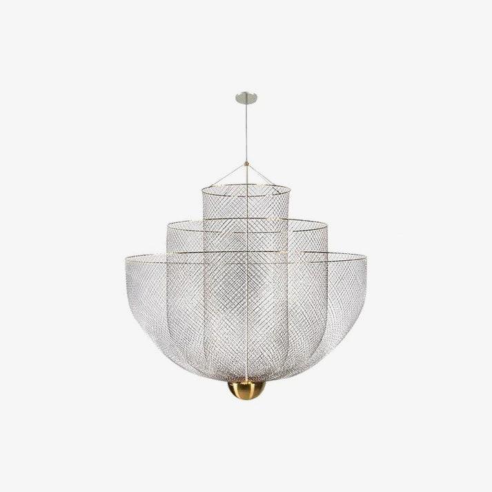 Meshmatics Hanging lamp ? 31.5″ x H 31.5″ / Dia 80cm x H 80cm / Chrome Lamp Body & Gold Base / Warm Light Chandelier