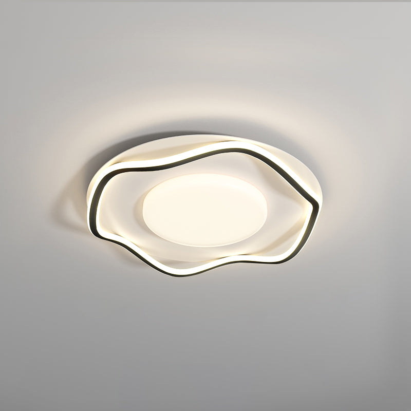 Minimalist Cloud Shape Ceiling Lamp Dia 18.9″ x H 3.9″ / Dia 48cm x H 10cm / White + Black / Cool Light Ceiling lamp