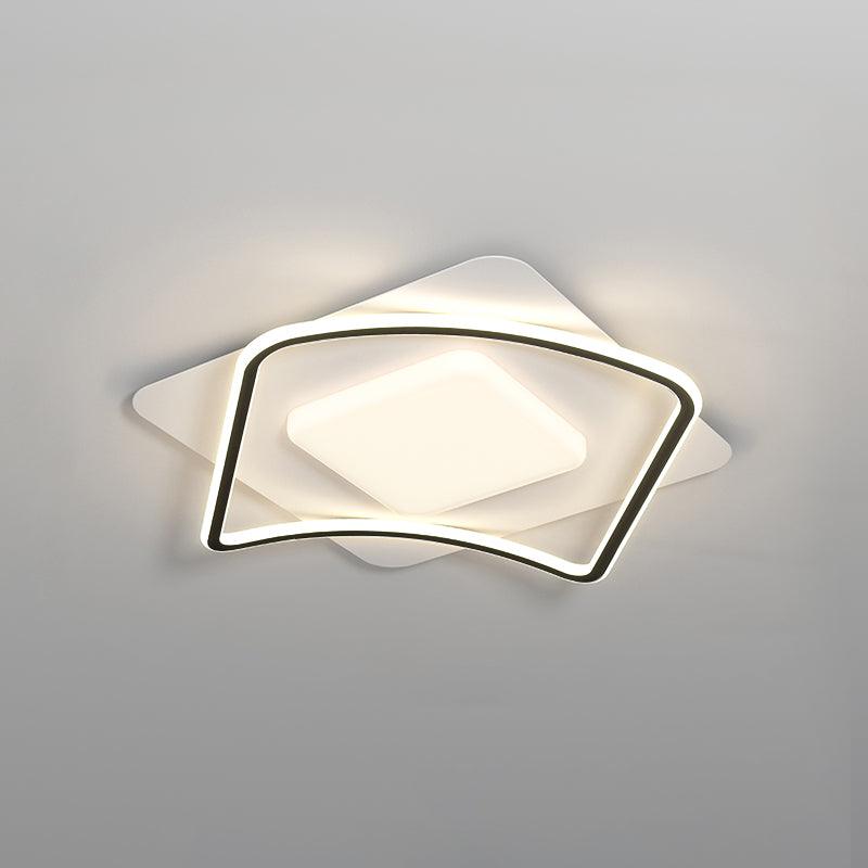 Minimalist Geometry LED Ceiling Light Dia 19.7″ x H 3.9″ / Dia 50cm x H 10cm / White + Black / Cool Light Ceiling lamp
