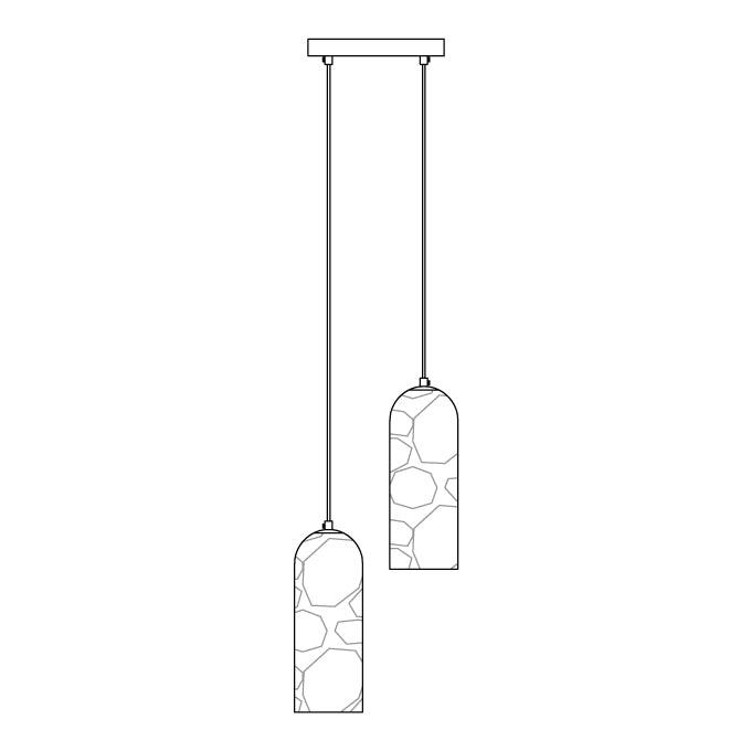 Monty Pendant Lamp 2 heads Round canopy ? 7.9″ x H 59.1″ / Dia 20cm x H 150cm / Brass & White Alabaster Pendant light