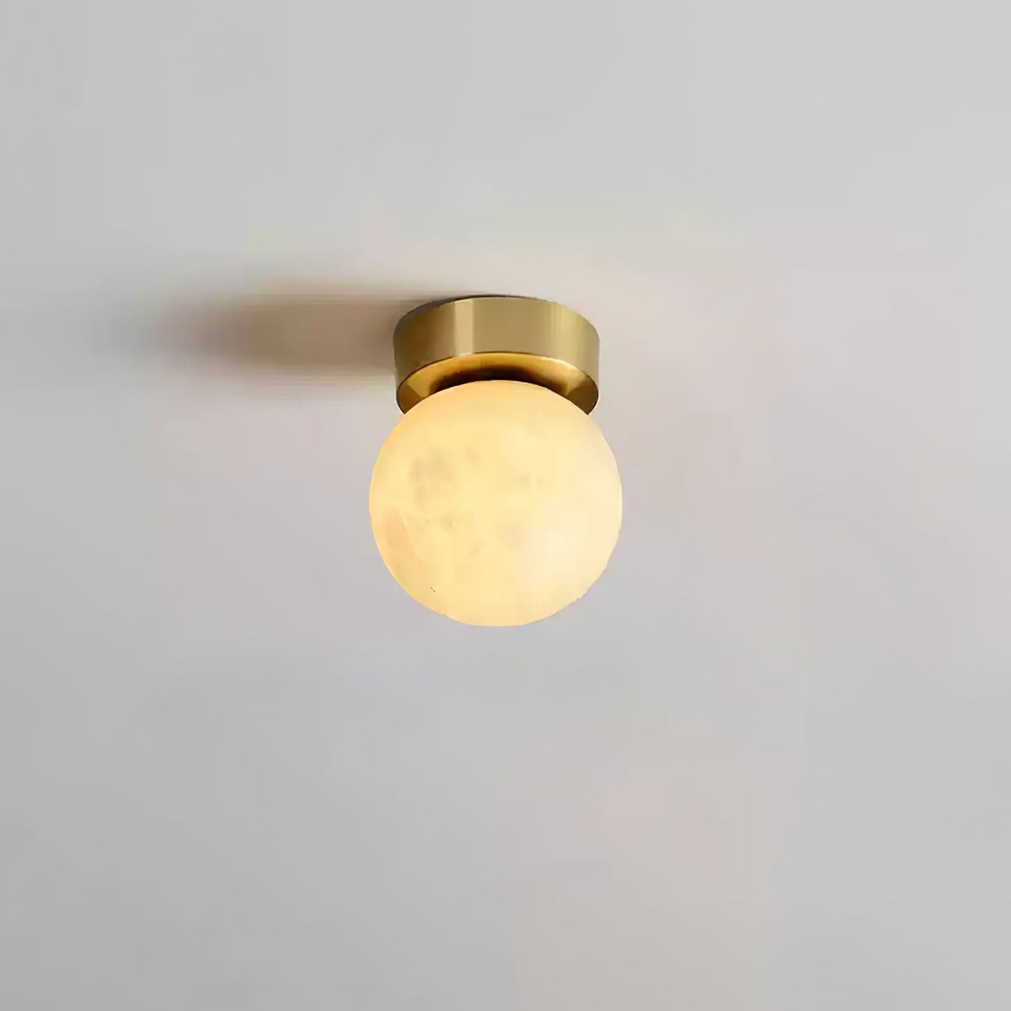Moon Alabaster Ceiling Light Model B Dia 5.9″ x H 7.1″ / Brass & White / Warm Light Ceiling lamp