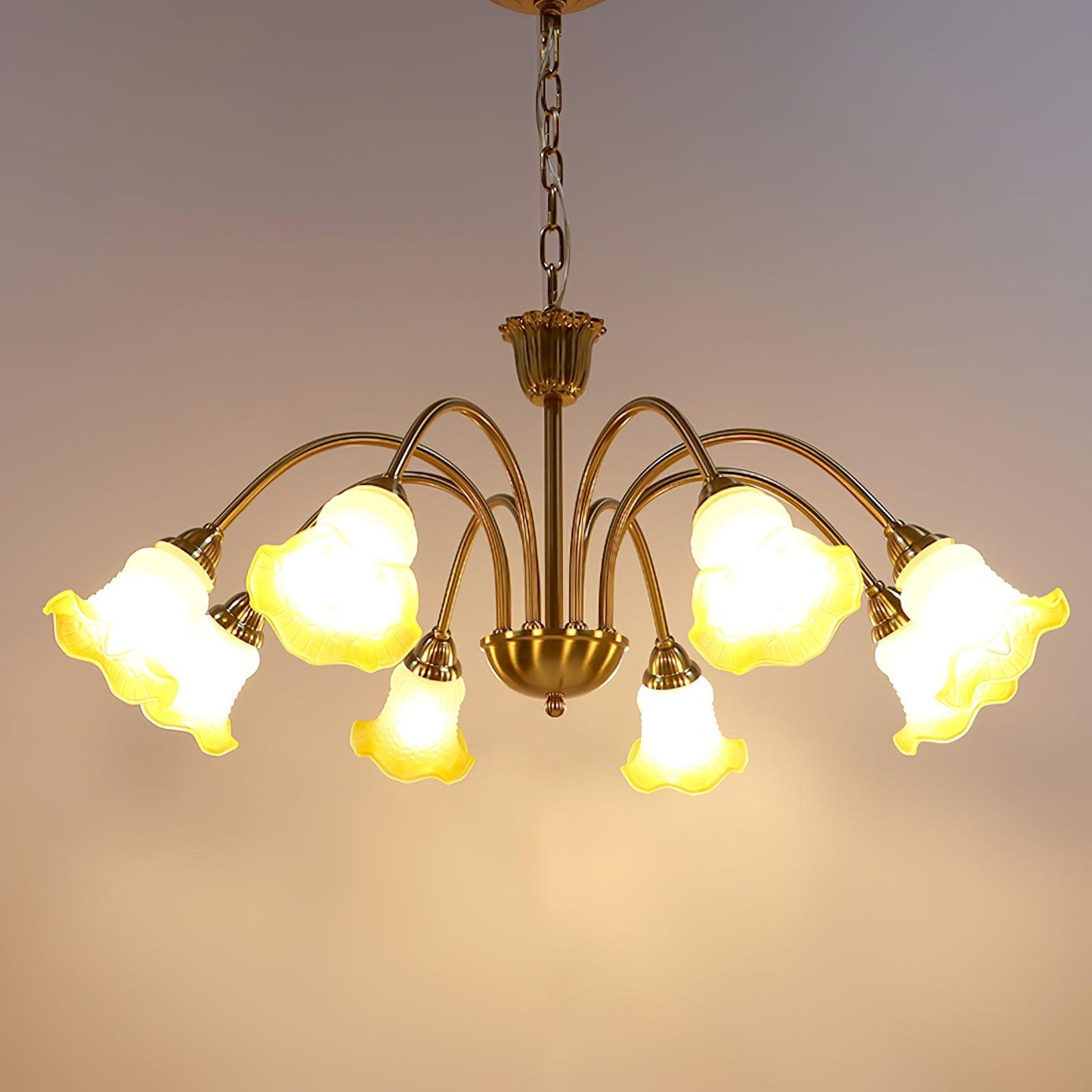 Morning Glory Chandelier 8 heads Dia 33.5″ x H 29.5″ / Dia 85cm x H 75cm / Yellow Chandelier