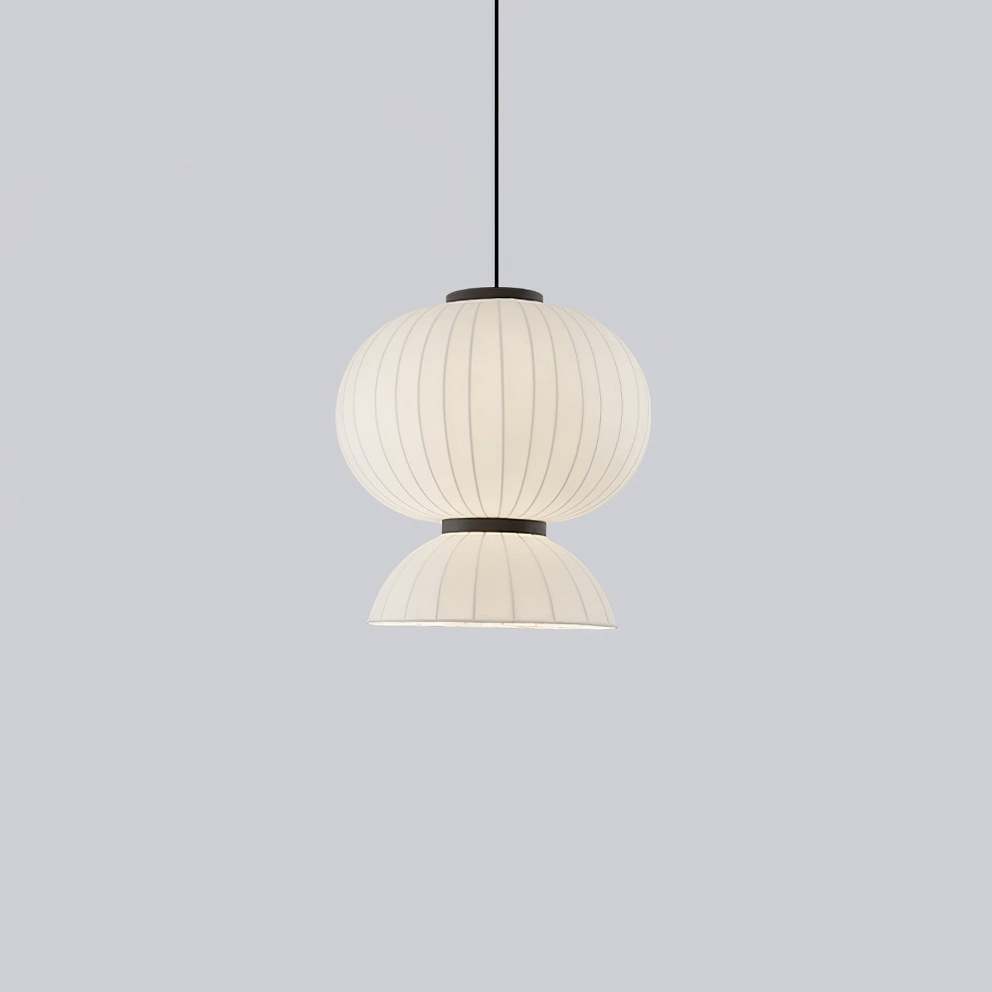 Mulberry Silk Lantern Pendant Light Dia 23.6″ x H 24″ / Dia 60cm x H 61cm / White & Black Pendant light