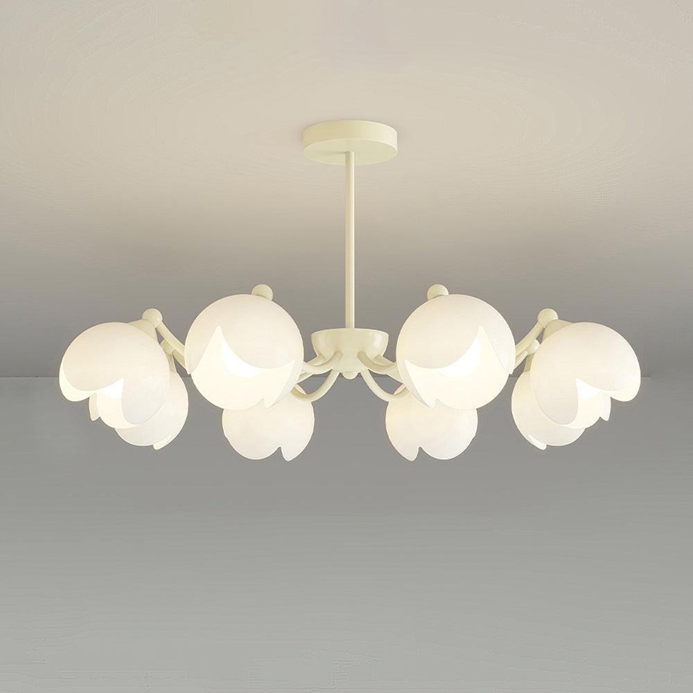 Murano Cream Chandelier 8 Heads: ? 35.4″ x H 7.9″ / Dia 90cm x H 20cm / White Chandelier