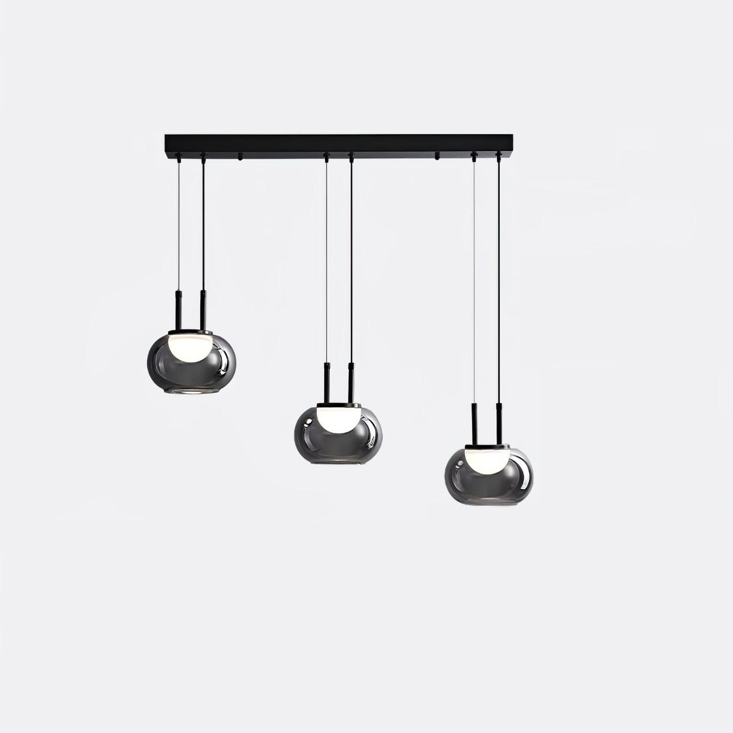 Mystique Halo Pendant Light 3 heads L 27.6″ x H 59’’ / L 70cm x H 150cm / Black & Smoke grey / Three-Color Changing