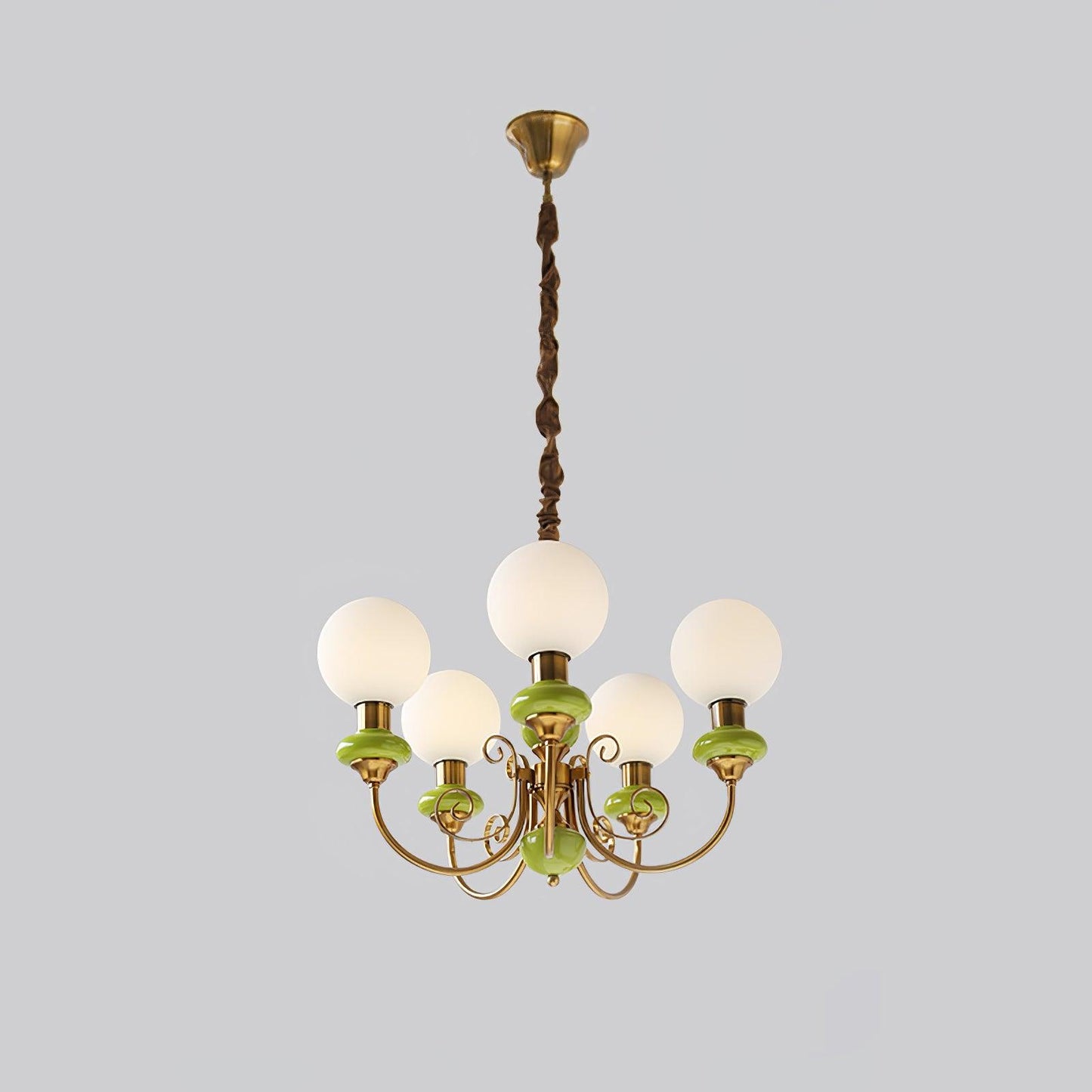 Onyx Chandelier 5 heads Dia 24.4″ x H 15″ / Dia 62cm x H 38cm / Gold & Green & White Chandelier