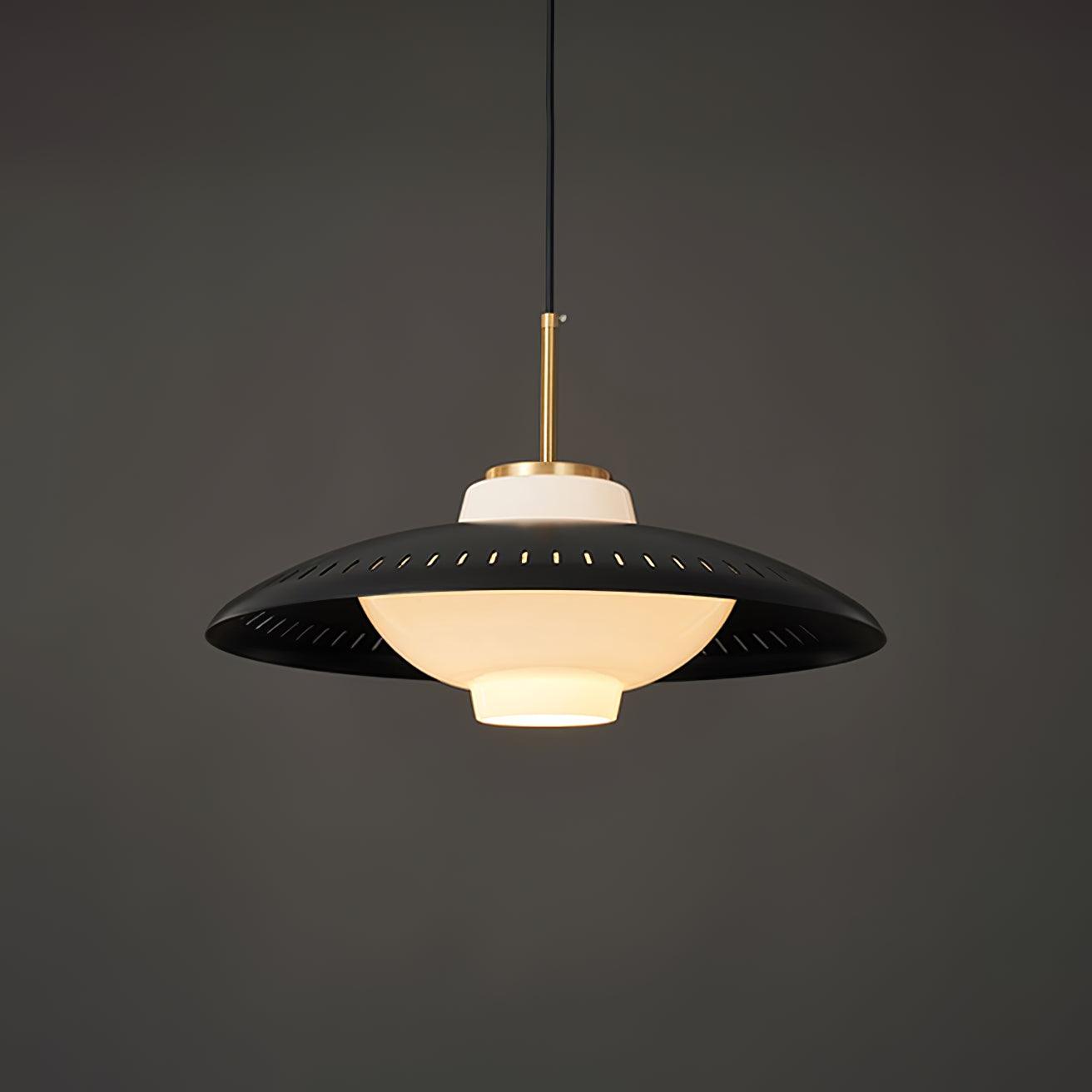 Opal Shade Pendant Lamp Dia 17.7″ x H 8.8″/ Dia 45cm x H 22.5cm / Black Pendant light