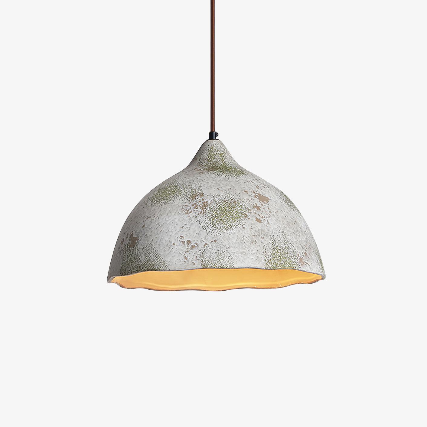 Pear Shape Ceramic Pendant Light Dia 11.8″ x H 7.9″ / Dia 30cm x H 20cm / Grey ceramic & Dark wood Pendant light