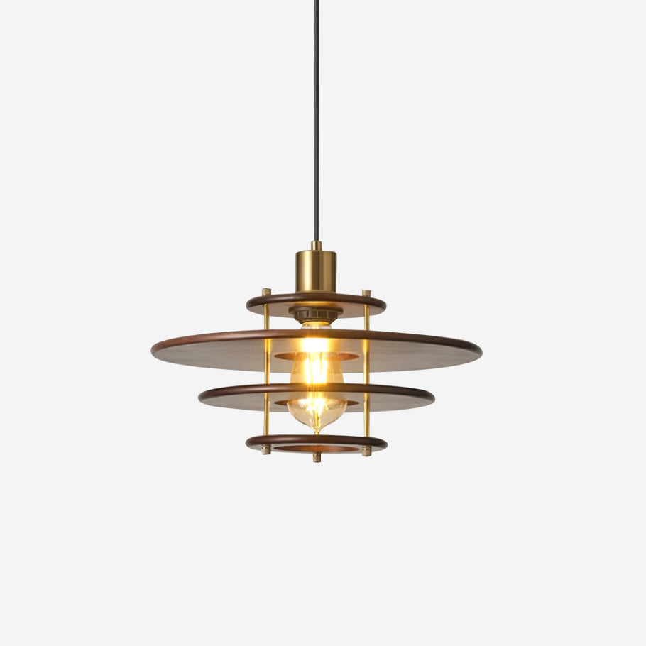 Pendel Pendant Lamp Dia 13.7″ x H 8.6″ / Dia 35cm x H 22cm / Walnut Color & Gold Pendant light