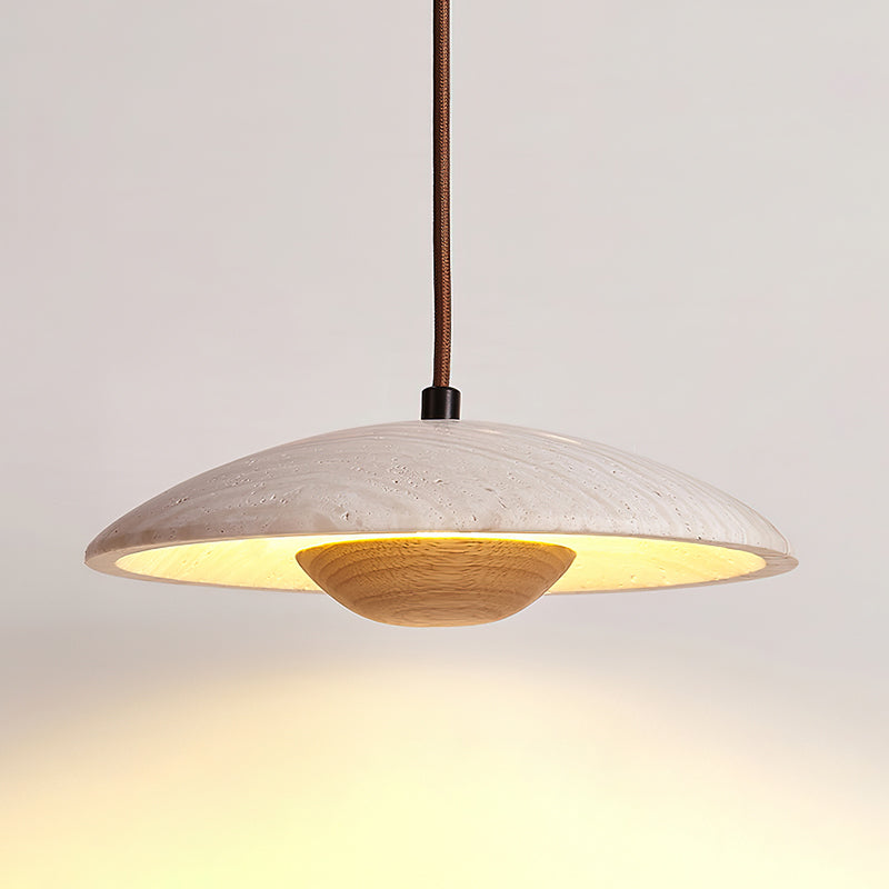 Solara Wood Pendant Lamp Dia 9.8’’ x H 3.1’’ / Wood Color / Warm Light pendant Lamp