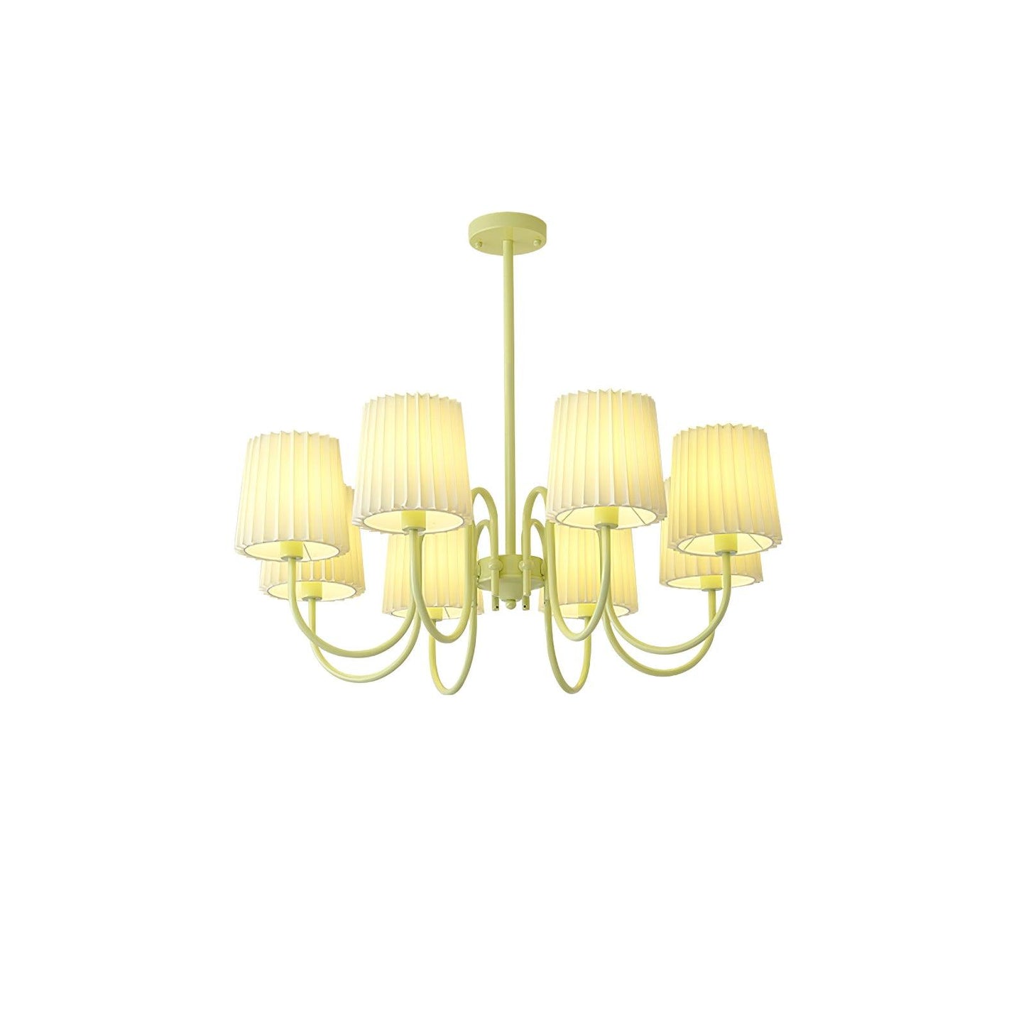 Pleated Fabric Matcha Chandelier 8 heads Dia 34.6″ x H 16.9″ / Dia 88cm x H 43cm / Matcha & White fabric Chandelier