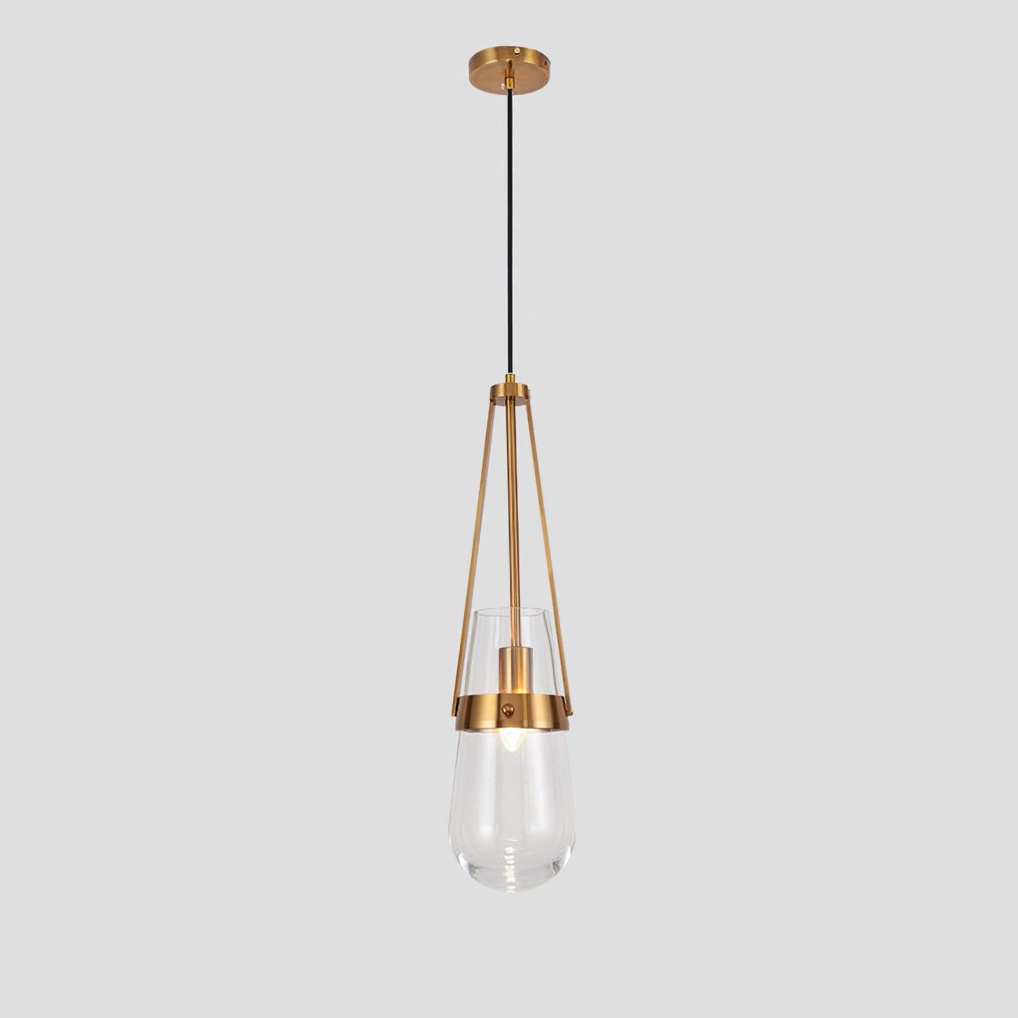 Poble Glass Pendant Light ? 4.7″ x H 19.7″ / Dia 12cm x H 50cm / Gold & Transparent Pendant light