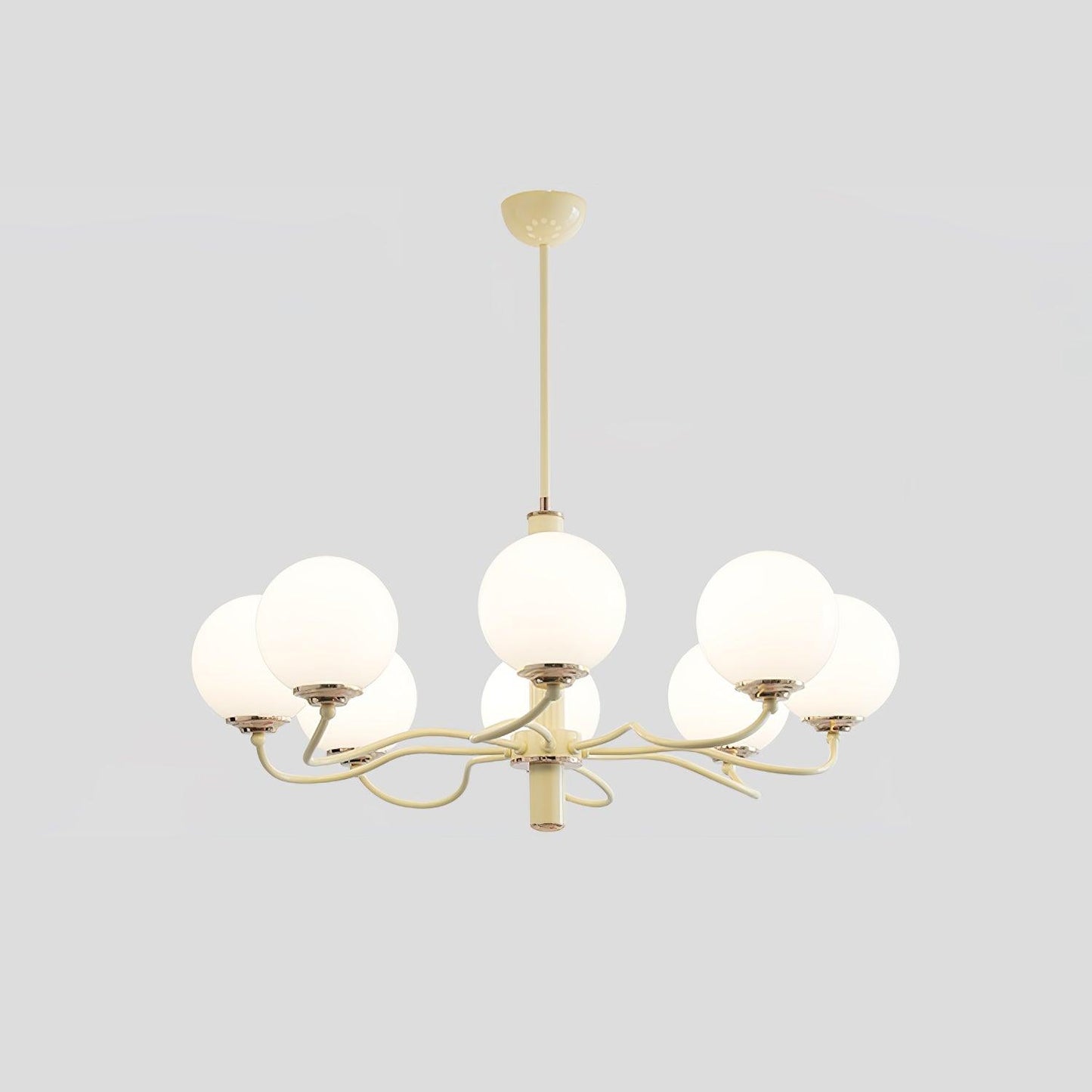 Radiant Globe Chandelier 8 heads ? 31.1″ x H 15″ / Dia 79cm x H 38cm / Creamy yellow & White Chandelier