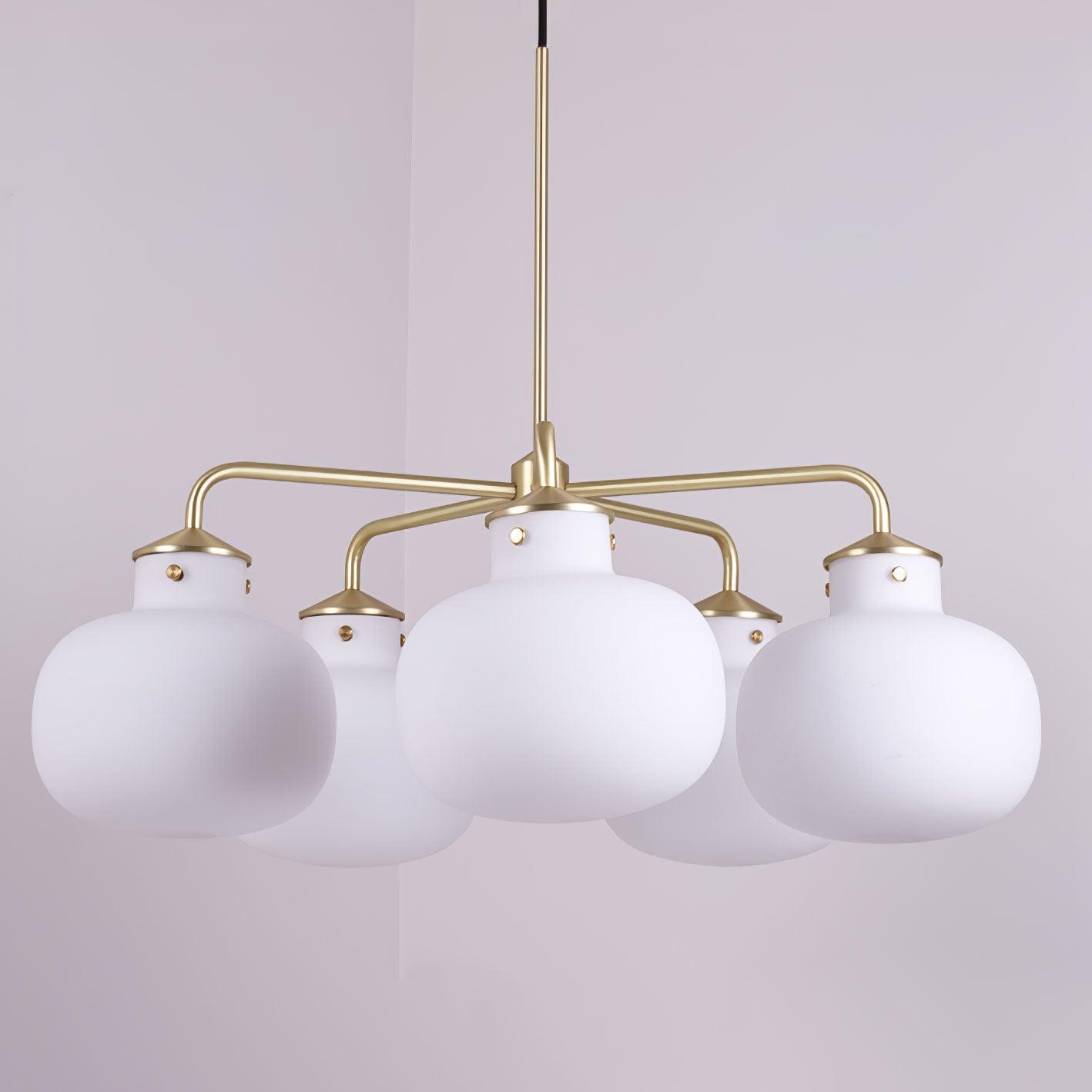 Raito Pendant Lamp 5 heads Dia 26.4″ x H 7.9″ / Dia 67cm x H 20cm / Gold & White Pendant light
