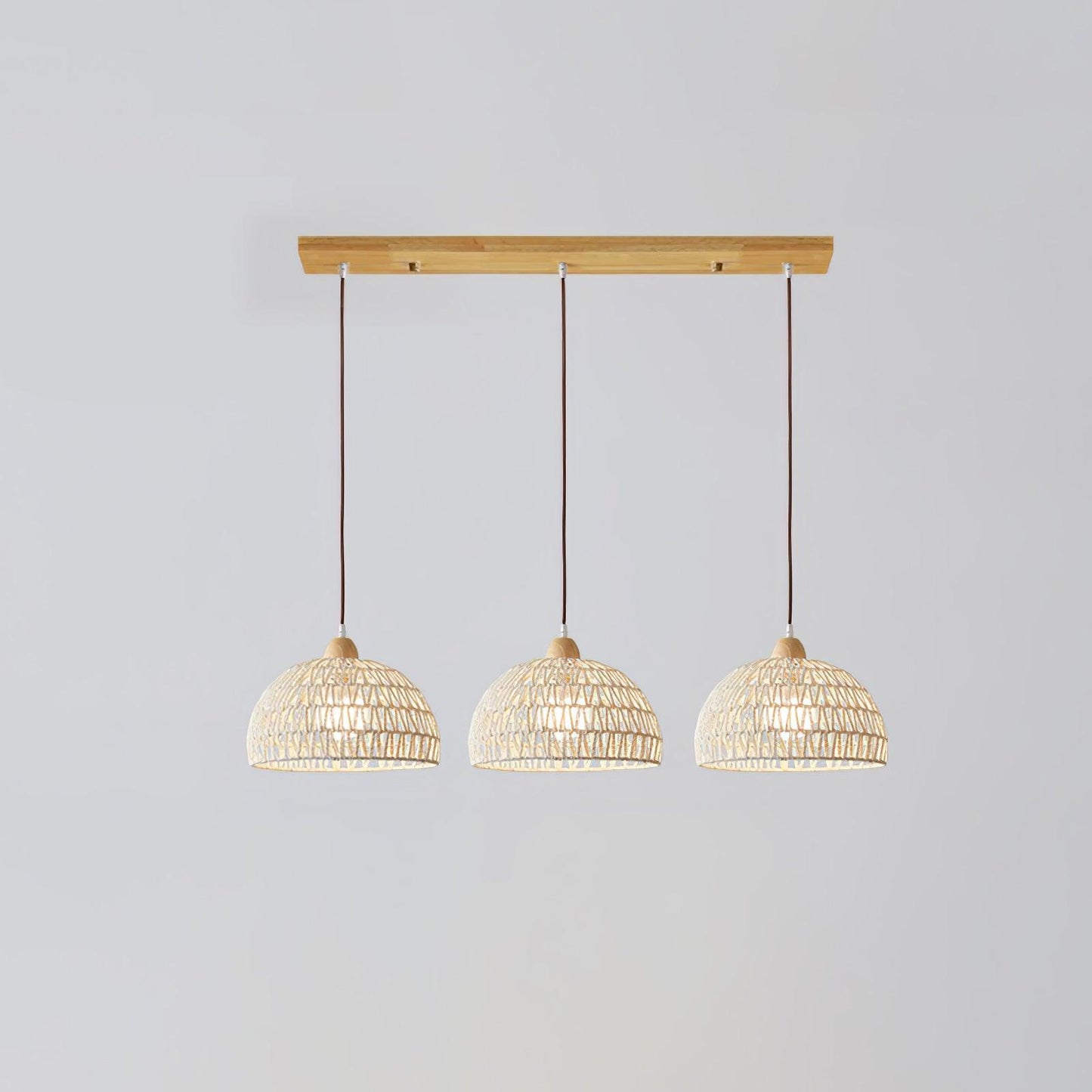 Rattan Arch Pendant Lamp 3 heads Dia 23.6″ x H 59″ / Dia 60cm x H 150cm / Natural rattan & Nature wood Pendant light