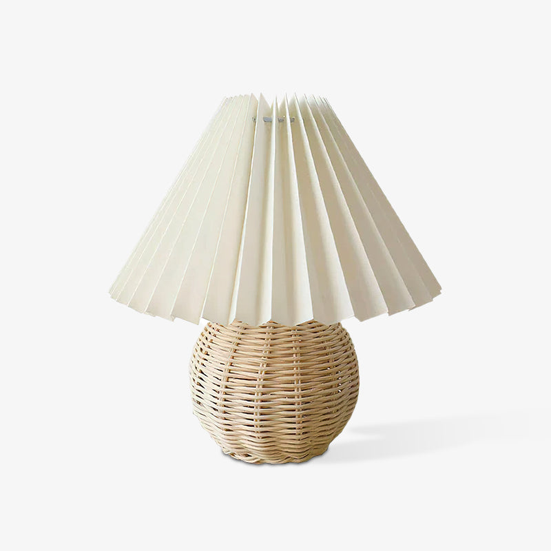 Rattan Pleated Built-in Battery Table lamp ? 9.4″ x H 11″ / Dia 24cm x H 28cm / White 灯具