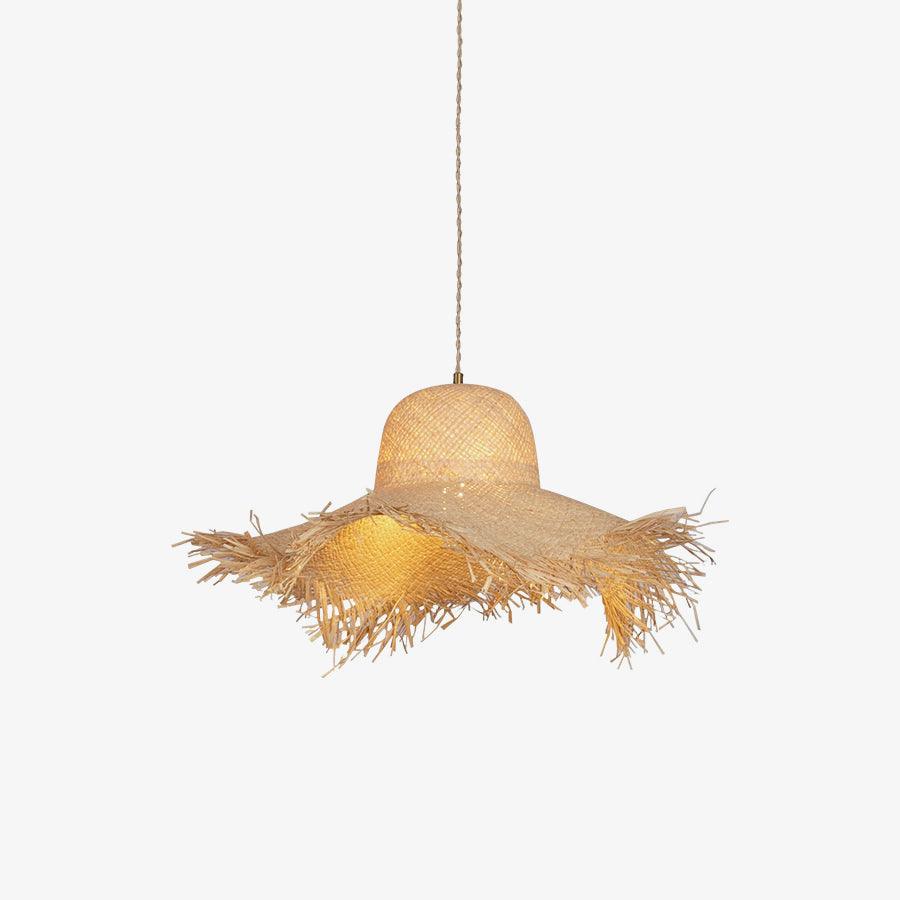 Rattan Straw Hat Pendant Light Dia 20.5″ x H 14.2″ / Dia 52cm x H 36cm / Natural rattan Pendant light