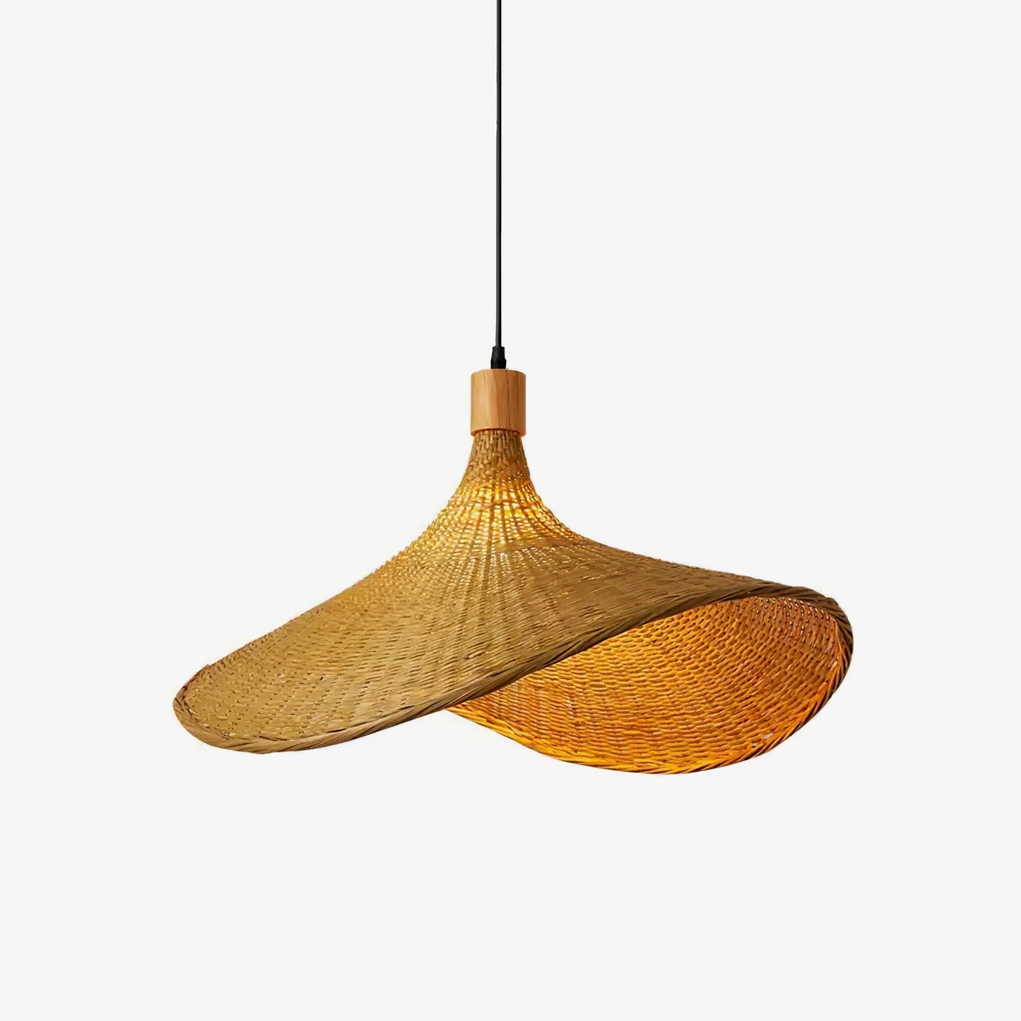 Rattan Weave Hat Pendant Light Dia 15.8″ x H 11.8″ / Natural rattan pendant Lamp
