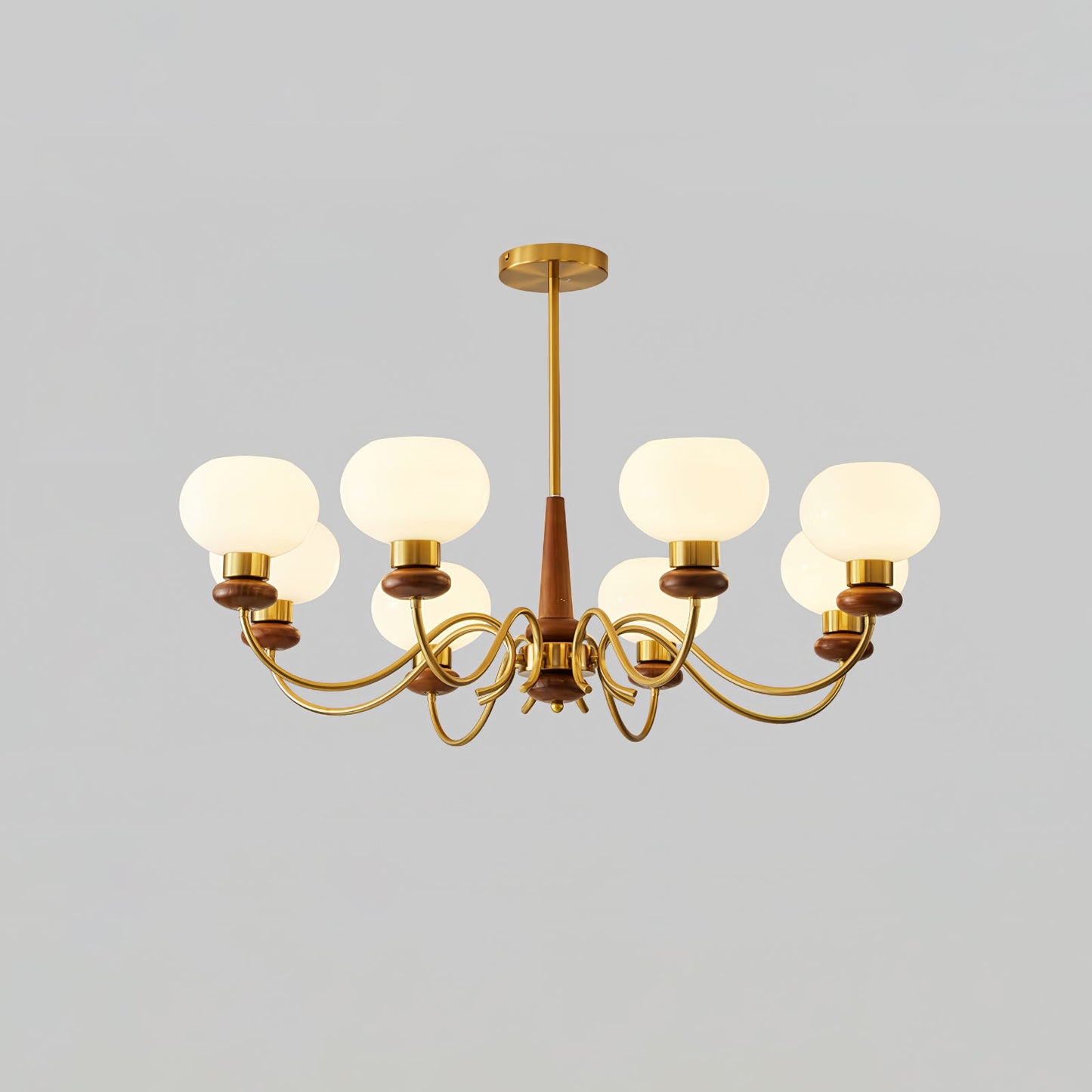 Regency Globe Chandelier 8 heads Dia 41.3″ x H 23.6″ / Walnut Color & Gold Chandelier