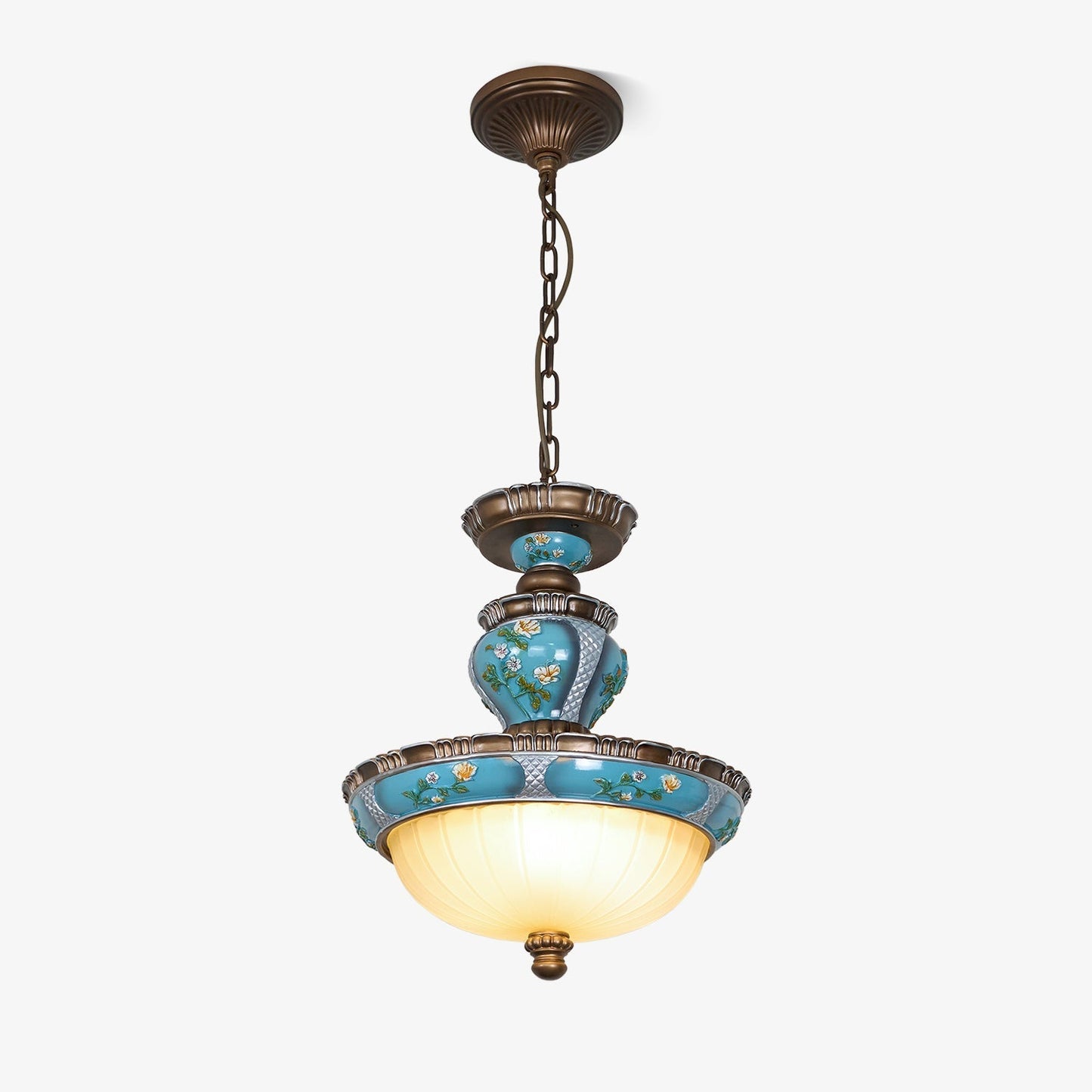 Retro Floral Resin Pendant Light Dia 15″ x H 18.3″ / Dia 38cm x H 46.5cm / Blue Pendant light