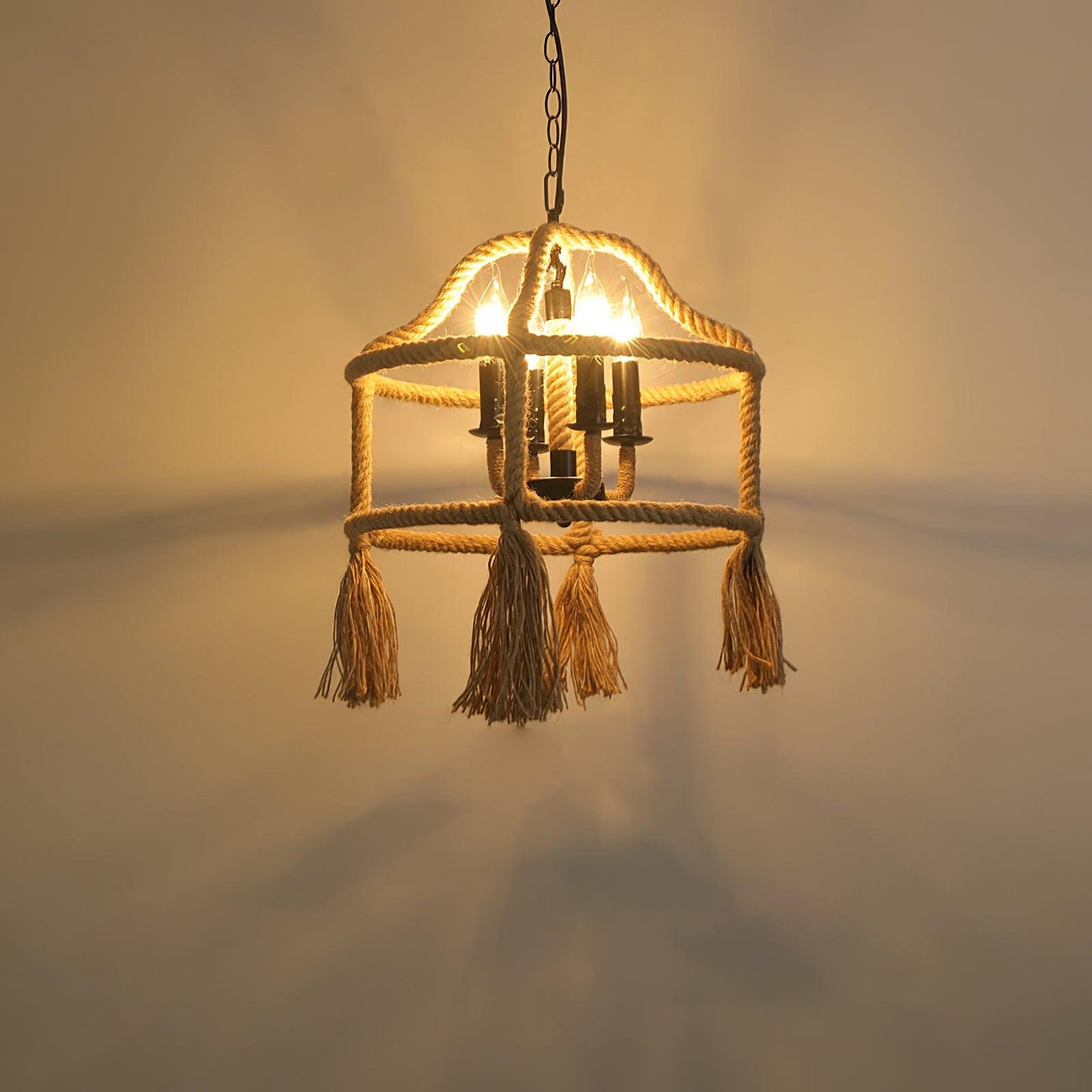 Retro Hemp Rope Exquisite Pendant Light Model K Dia 15.7″ x H 21.7″ / Dia 40cm x H 55cm / Natural rattan Pendant light
