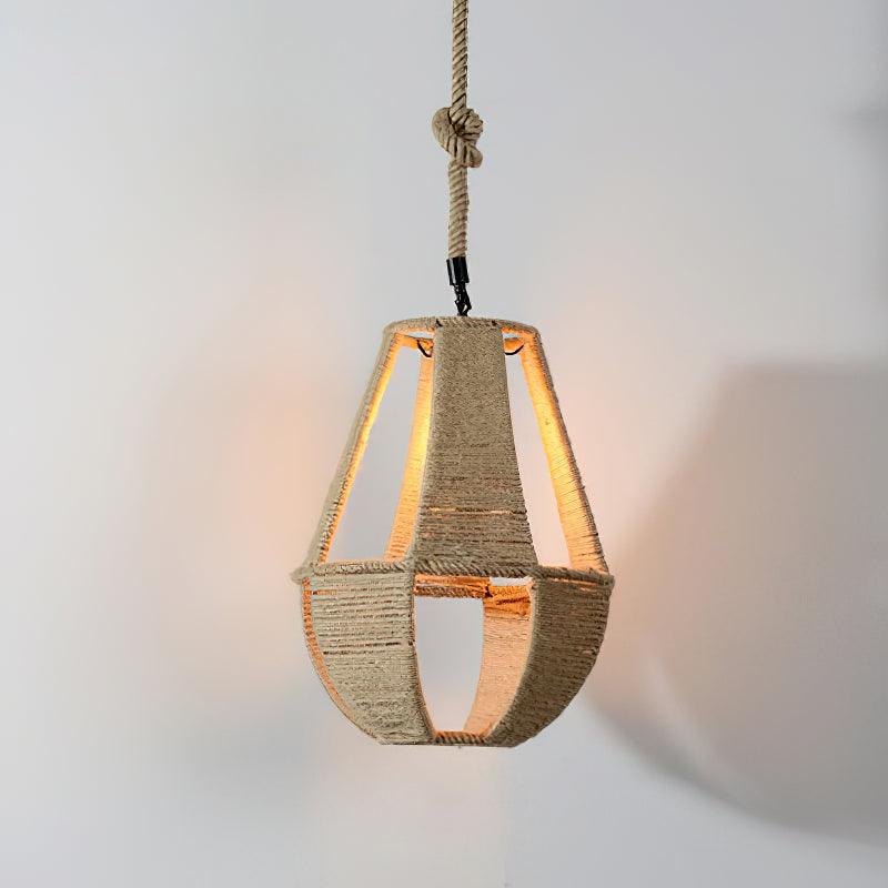 Retro Hemp Rope Interesting Pendant Light Model I Dia 11.8″ x H 15″ / Dia 30cm x H 38cm / Natural rattan Pendant light