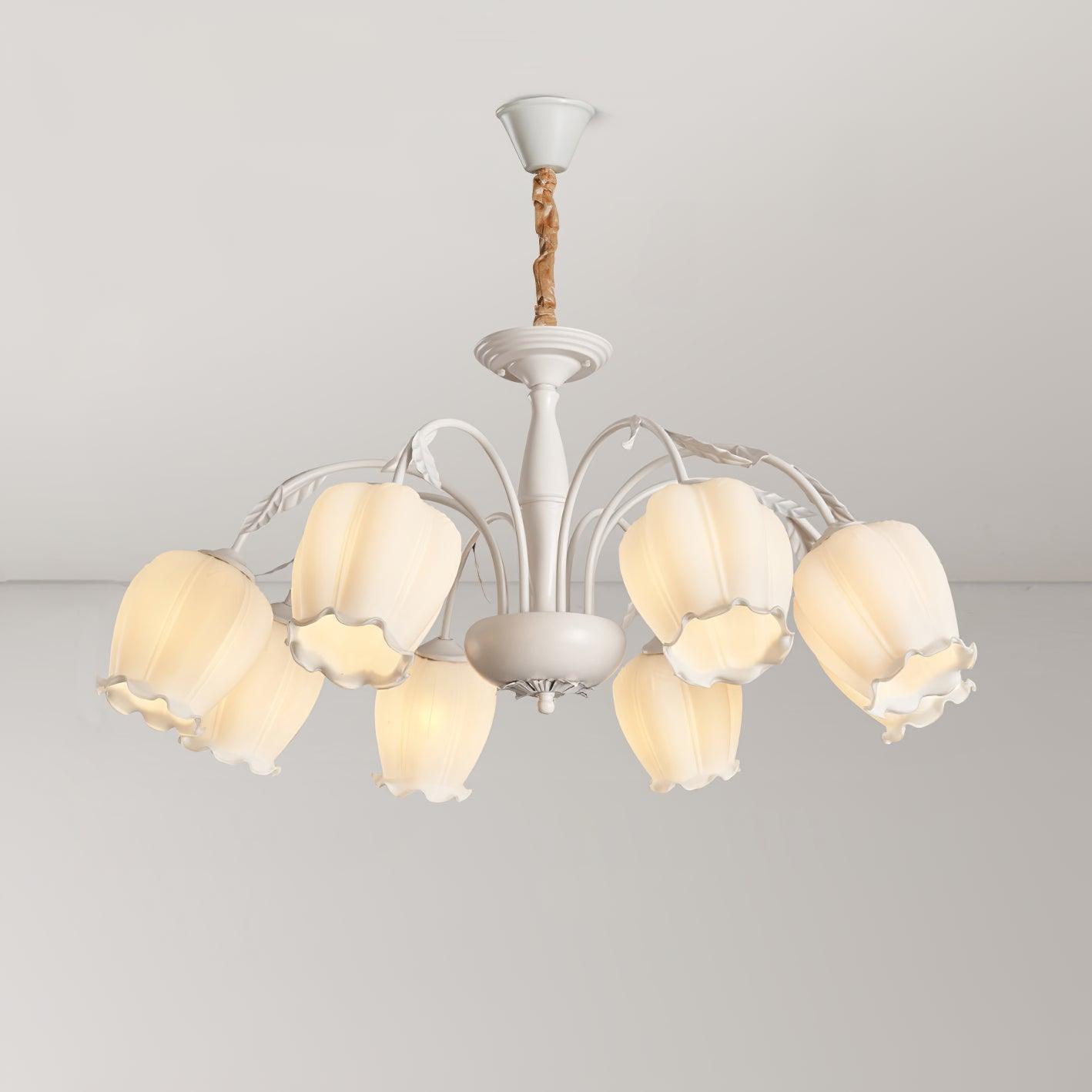 Rococo Chandelier 8 heads ? 34.6″ x H 15.7″/ Dia 88cm x H 40cm / White Chandelier