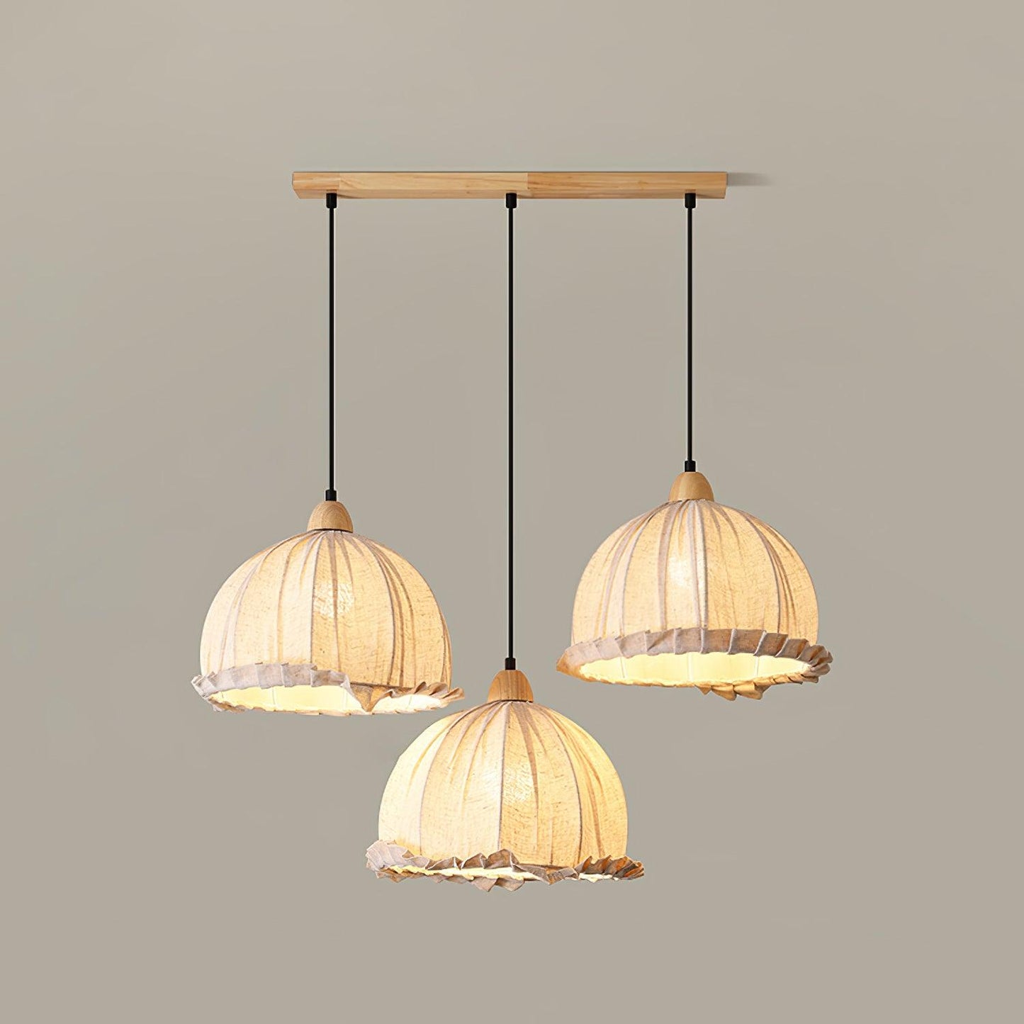 Sanna Pendant Lamp Model B L 31.5″ x H 59″ / L 80cm x H 150cm / Natural wood color & White Pendant light