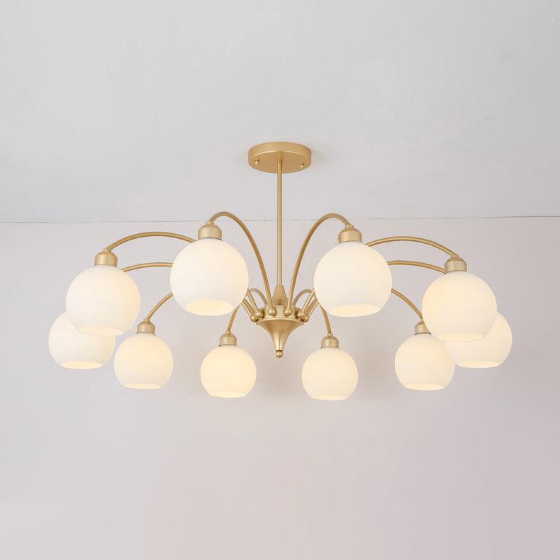 Sculptural Glass Chandelier 10 heads Dia 43.3″ x H 7.9″ / Dia 110cm x H 20cm / Copper plated + White Chandelier