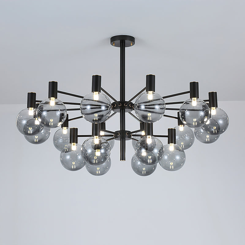 Selva Black Chandelier 12 + 6 Heads Dia 39.4″ x H 13.8″ / Dia 100cm x H 35cm / Black / Smoke gray Chandelier
