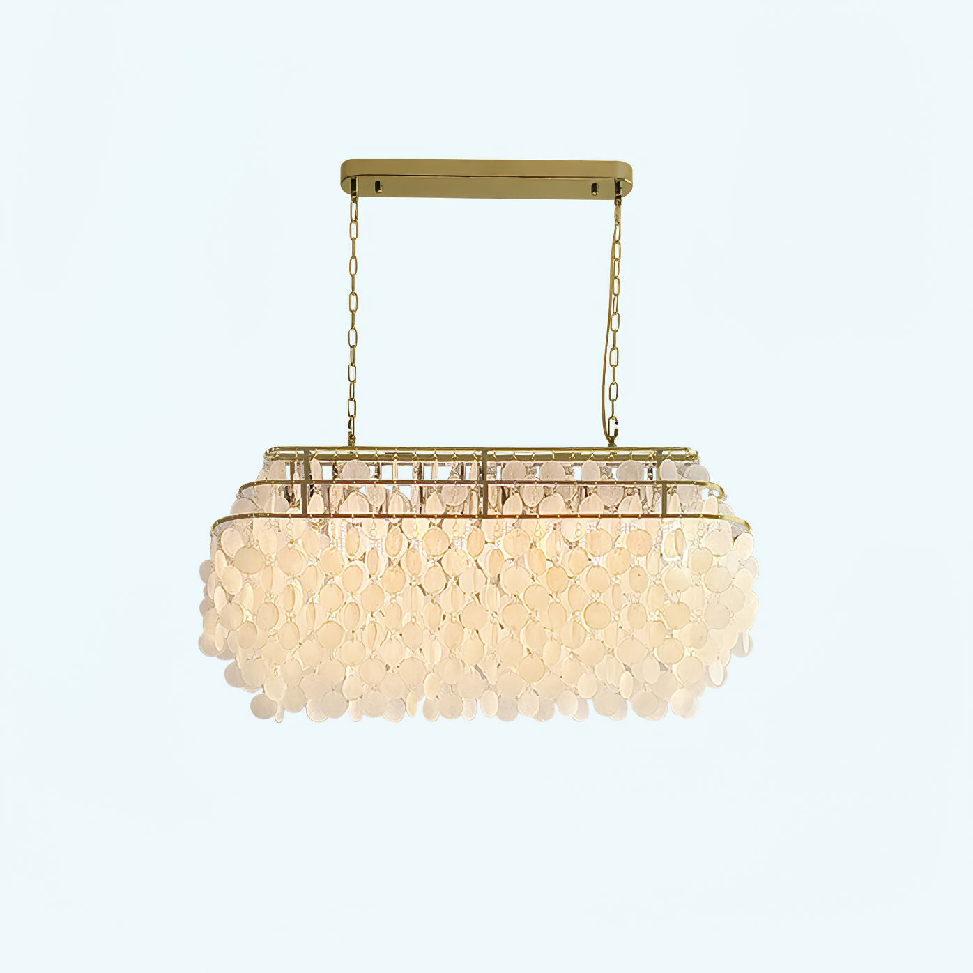 Round Shell Chandelier L 31.5″ x W 11″ xH 19.6″ / L 80cm x W 28cm x H 50cm / Gold Chandelier
