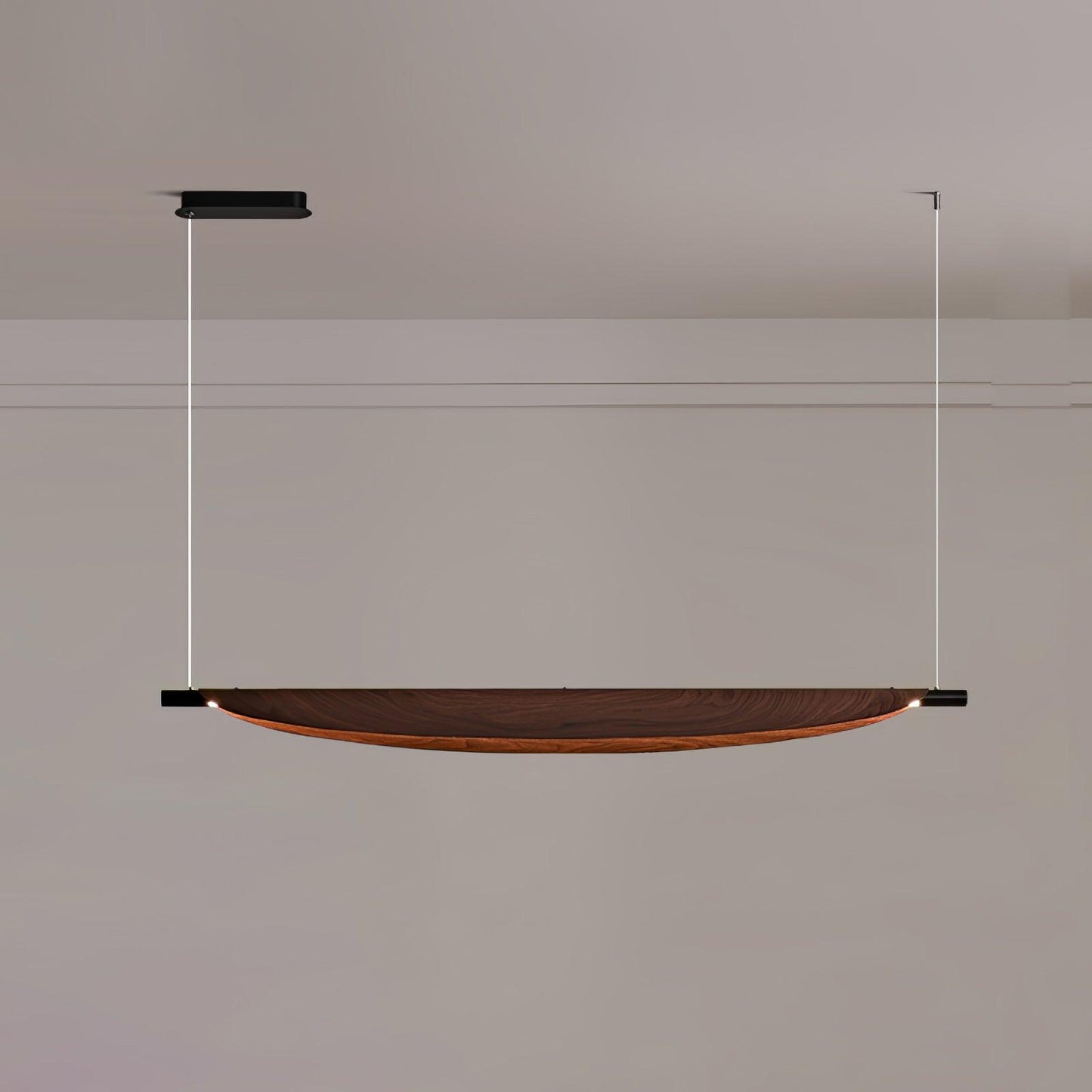 Sleek Board Pendant Lamp Dia 40.9″ x H 10.2″ / Dia 104cm x H 26cm / Hydrographic Walnut Wood Grain Finish / Warm Light