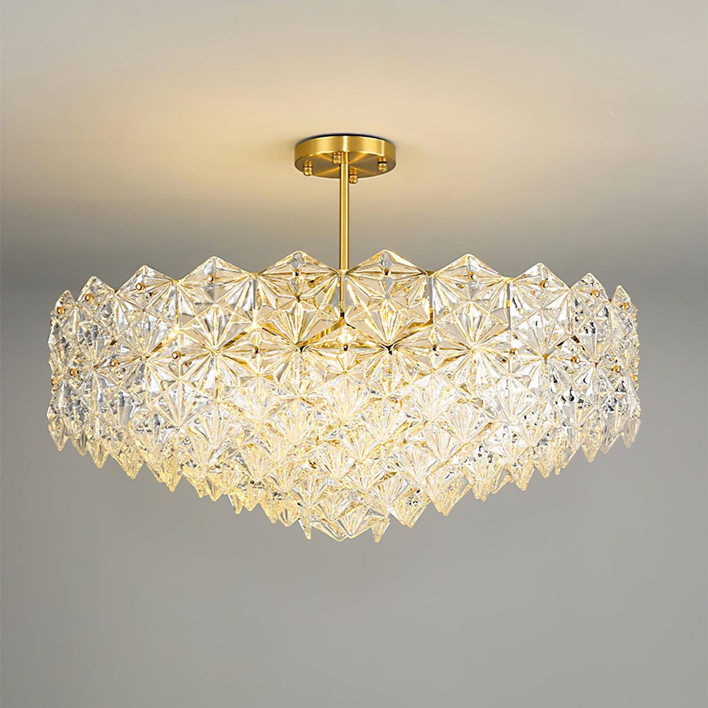 Snowflake Glass Chandelier Φ 31.5″ x H 11.8″ / Dia 80cm x H 30cm / Gold Chandelier
