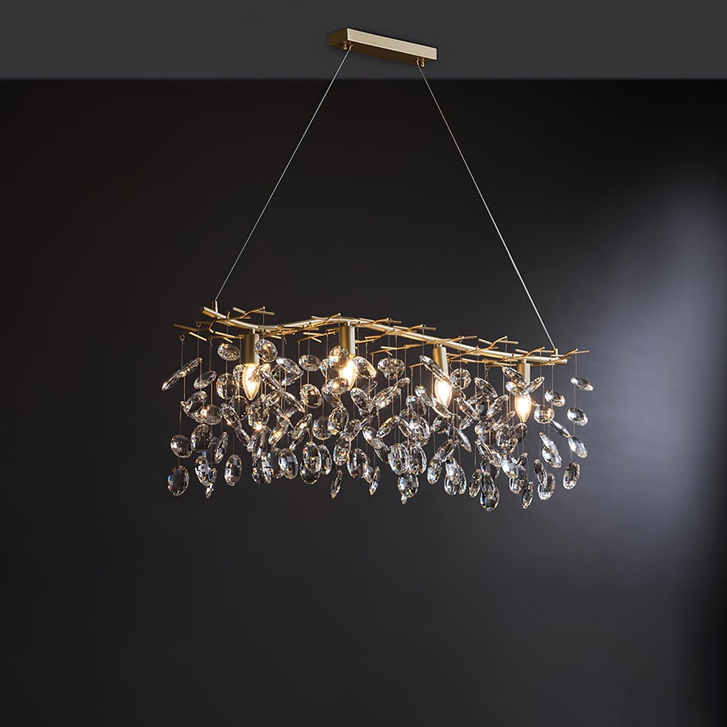 Sofia Chandeliers Dia 39.3″ x W 11″ x H 9.8″ / Dia 100cm x W 28cm x H 25cm (E14 Bulbs* 10) / Brass & Clear Chandelier
