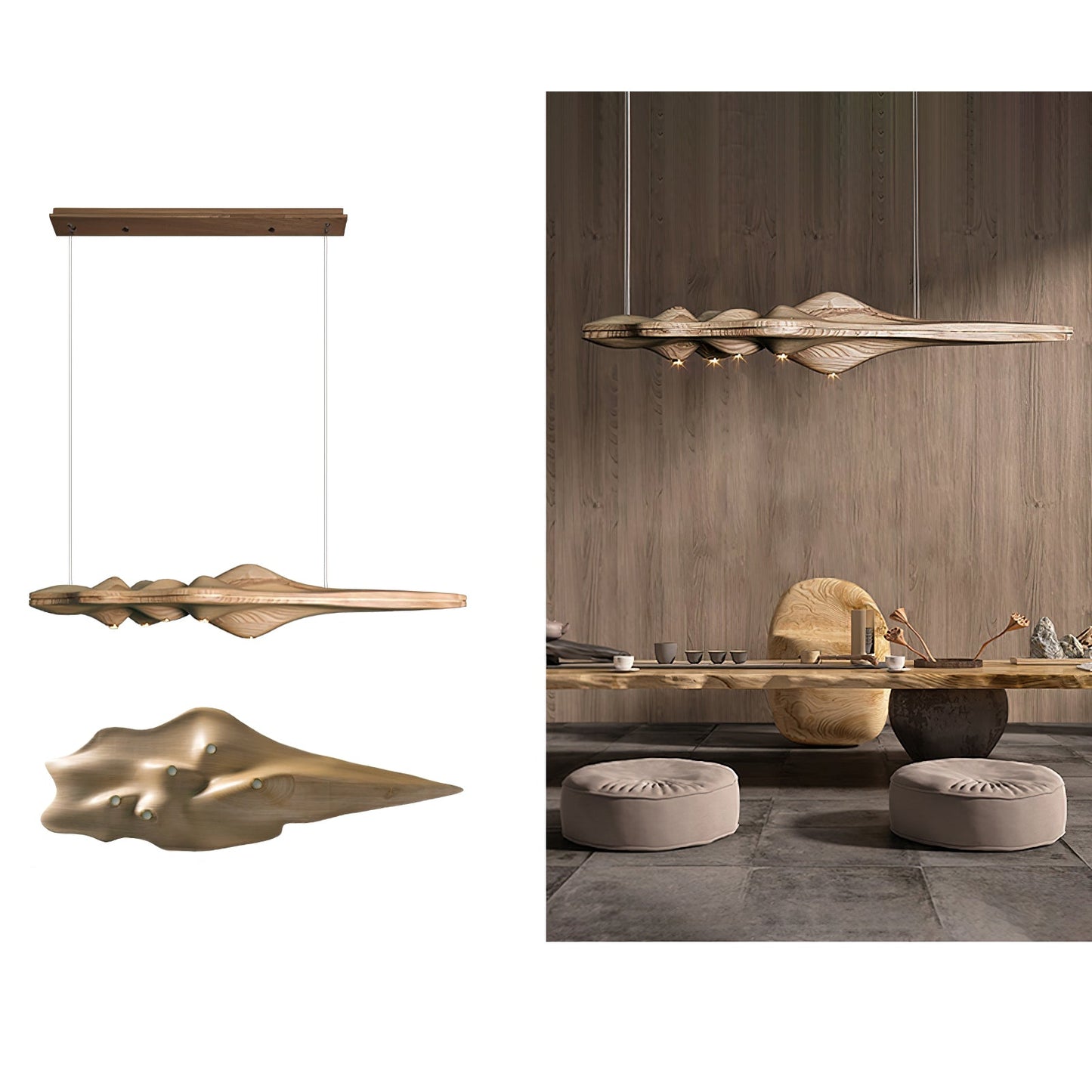 Solitude Pendant Lamp L 47.2″ x W 15.7″ x H 9.1″ / Light Wood Color / Model A Pendant light