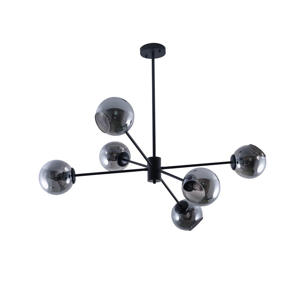 Staggered Glass 6 Light Chandelier ? 37″ x H 18.9″ / Dia 94cm x H 55cm / Black Chandelier