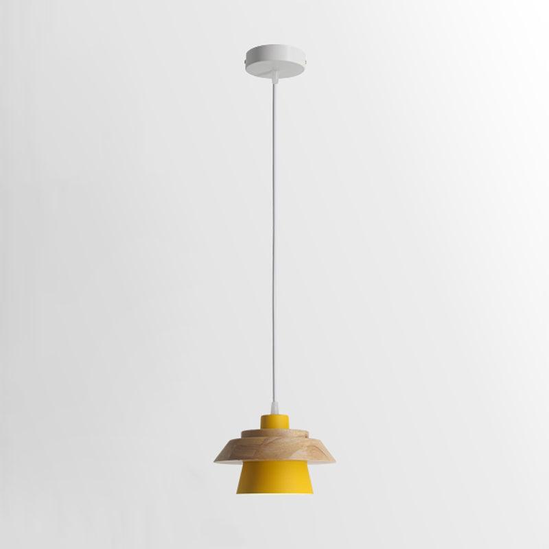 Stone Wood Pendant Lamp Dia 7.5″ x H 5.1″ / Dia 19cm x H 13cm / Yellow Pendant light