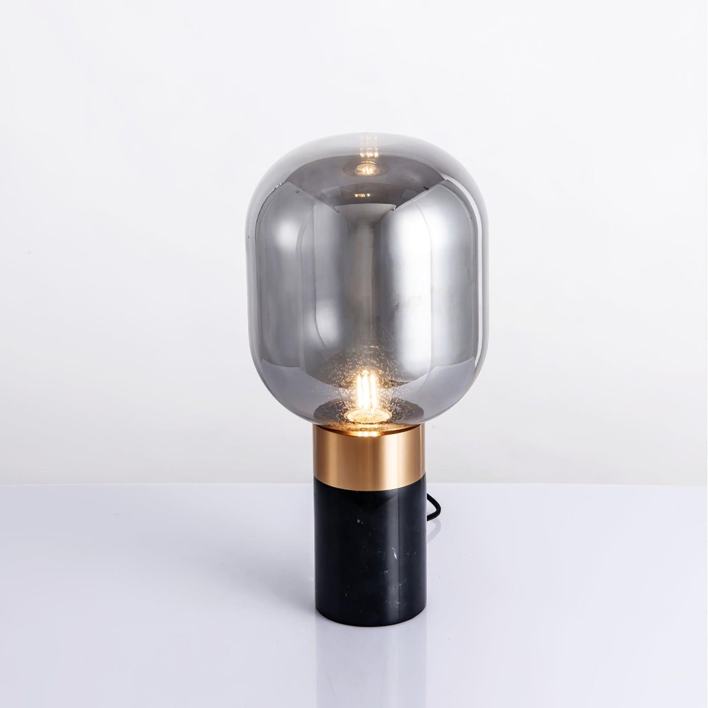 Storm Marble Table Lamp Dia 9″ x H 18.8″/ Dia 23cm x H 48cm / Black Marble & Smoke Gray / US plug Table lamp