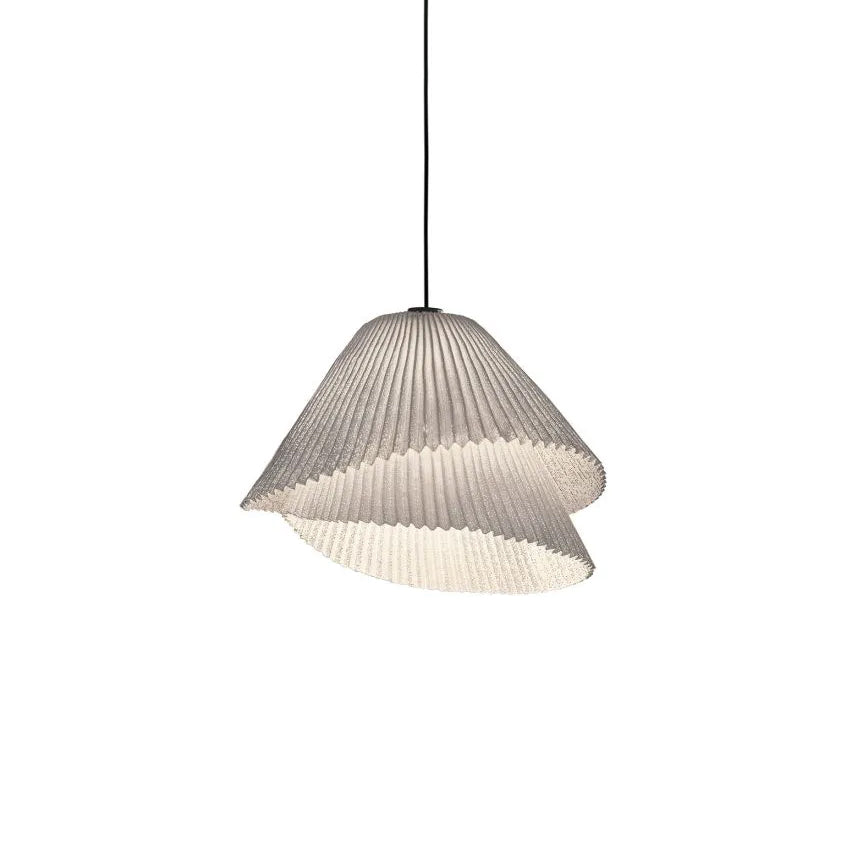 Stainless Steel Pleated Pendant Lamp Dia 16.9″ x H 59.1″ / Dia 43cm x H 150cm / Grey Stainless steel / Warm Light Pendant