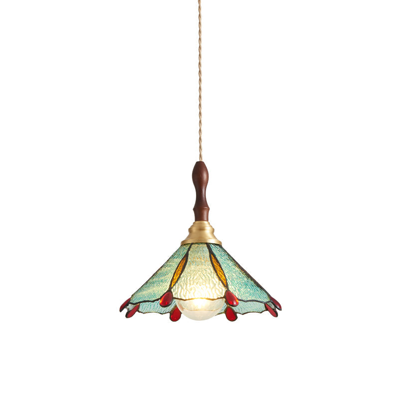 Tiffany Floral Pendant Lamp Model E Dia 10.2″ x H 9.8″ / Dia 26cm x H 25cm / Gold & Opaque glass Pendant light